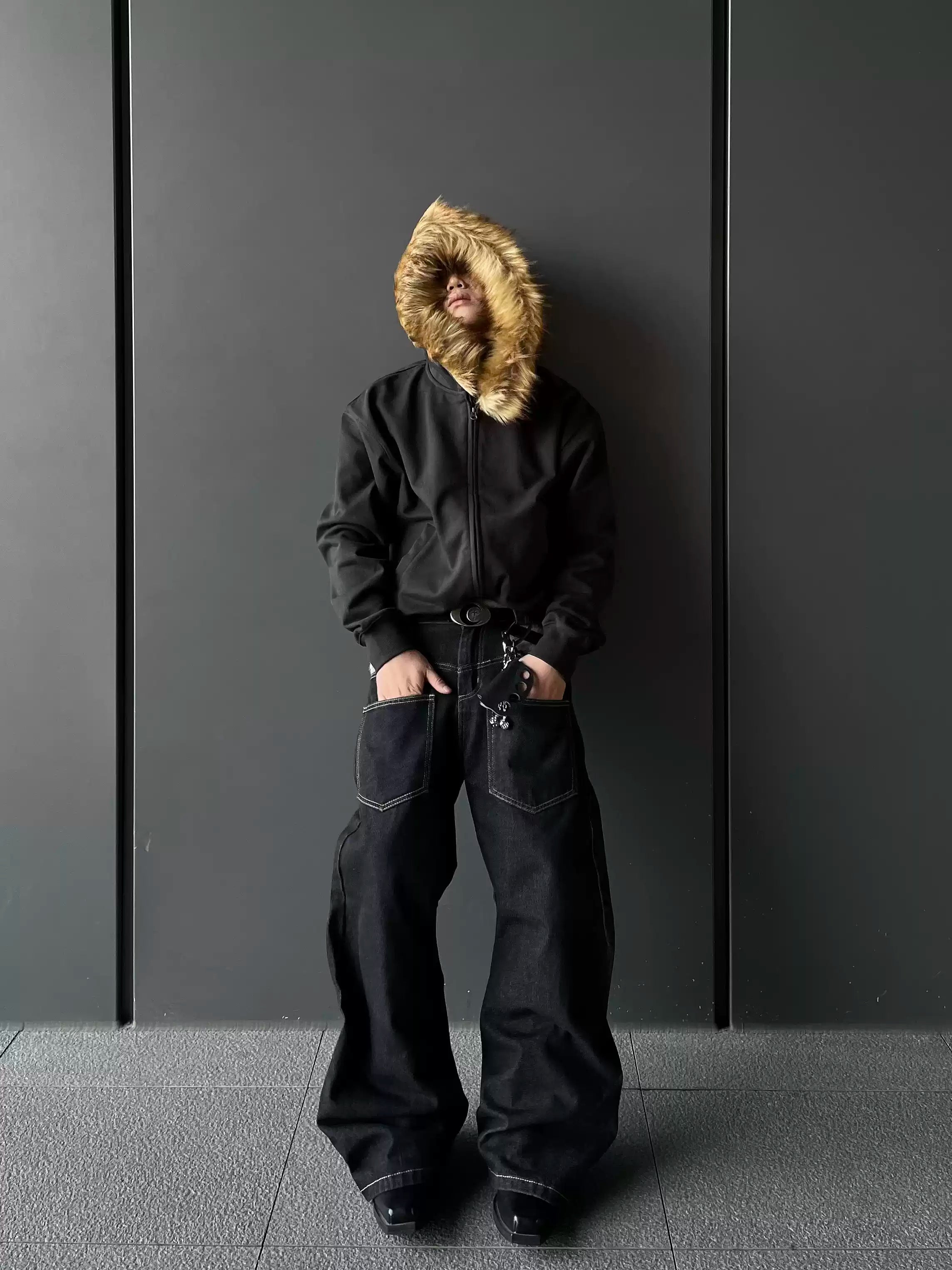 QS298B fur zip hoodie