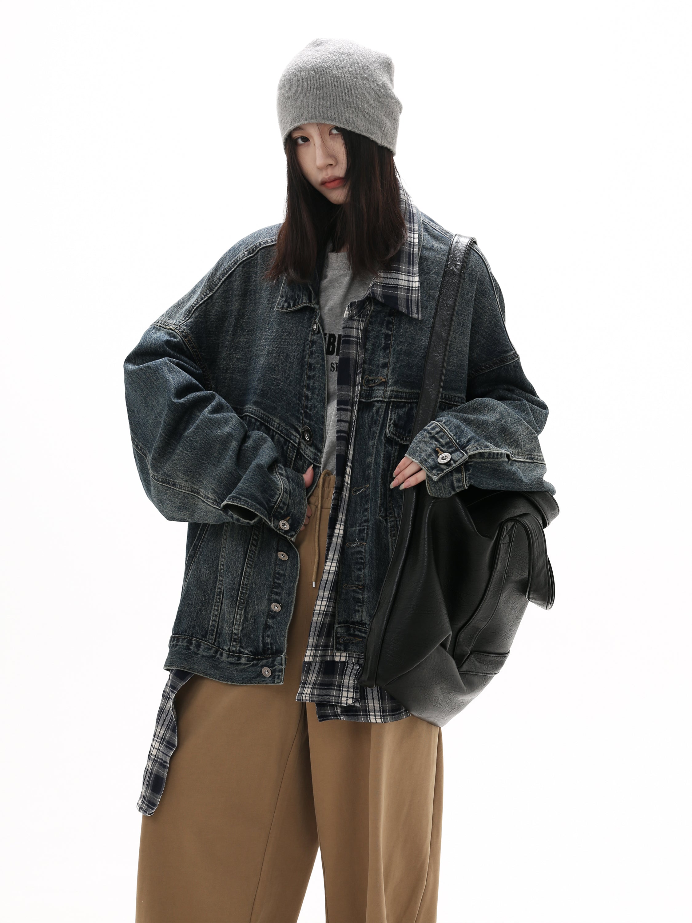 QS412A layered denim jacket