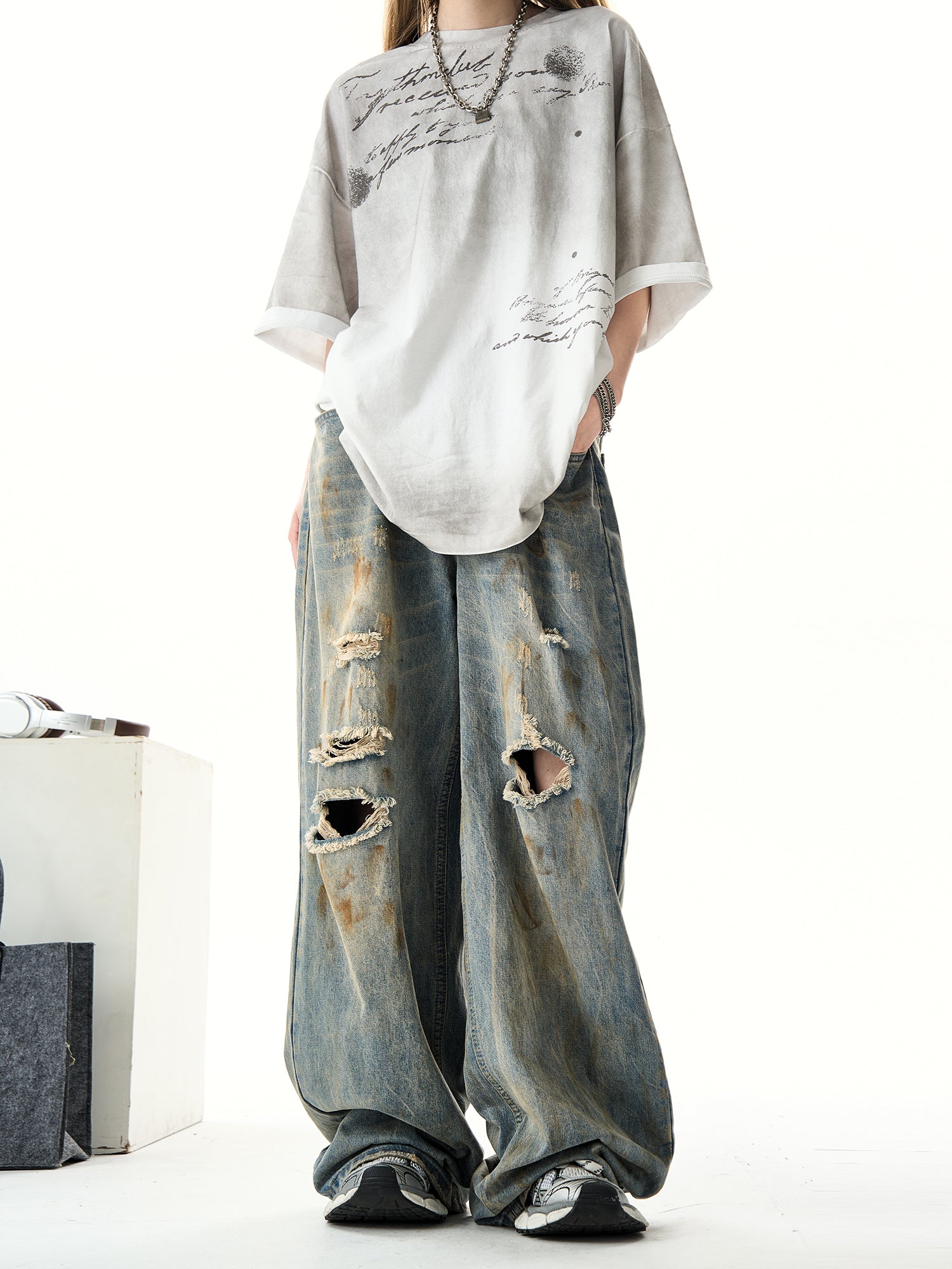 QS625A dirty damage denim