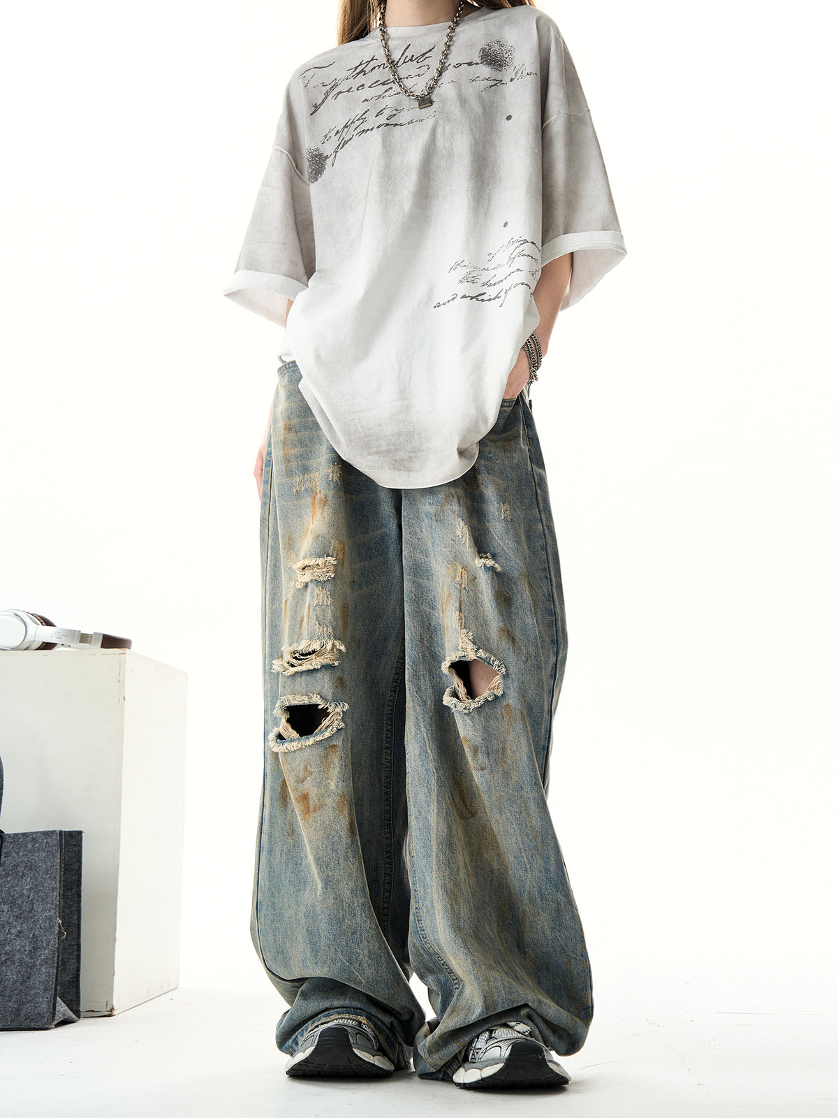 QS625A dirty damage denim