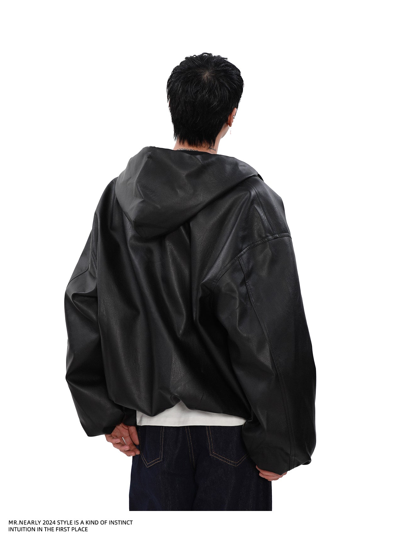 QS937A leather hoodie jacket