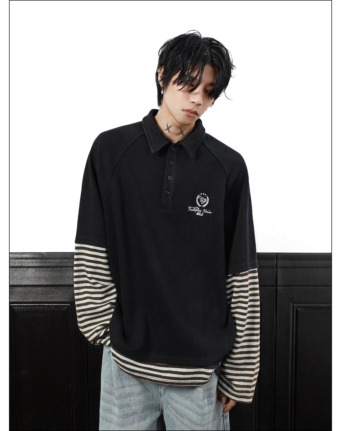 QS348B L/S polo top