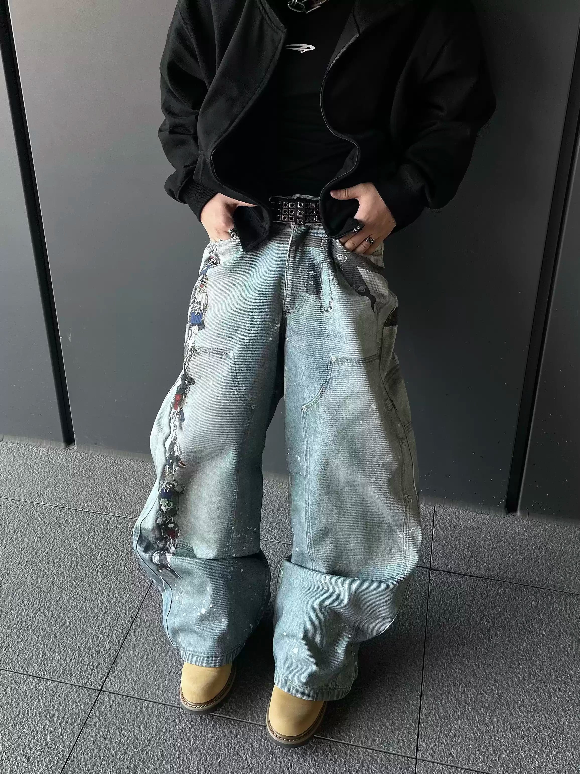 QS382B print denim