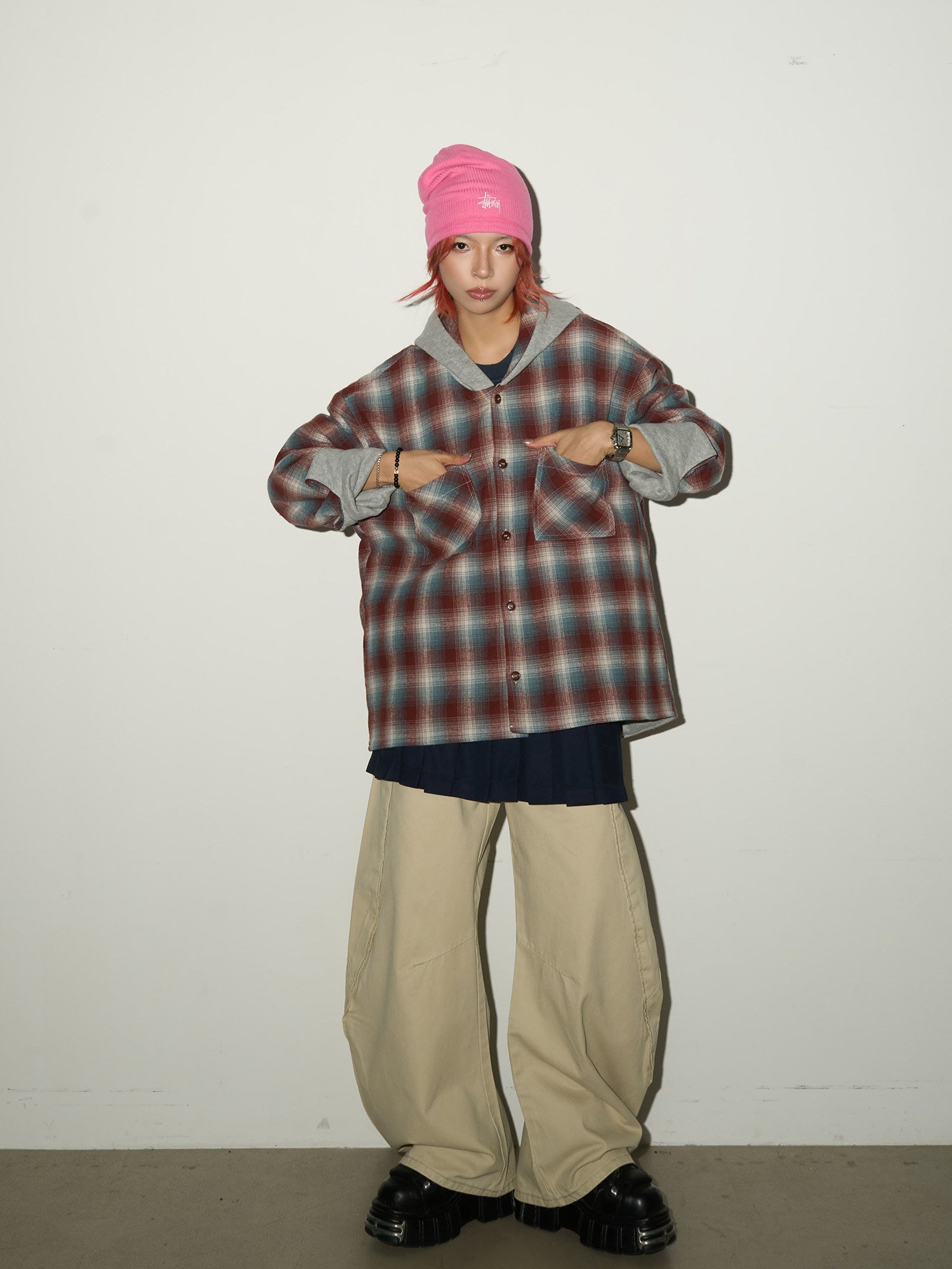 QS712B hoodie check shirts