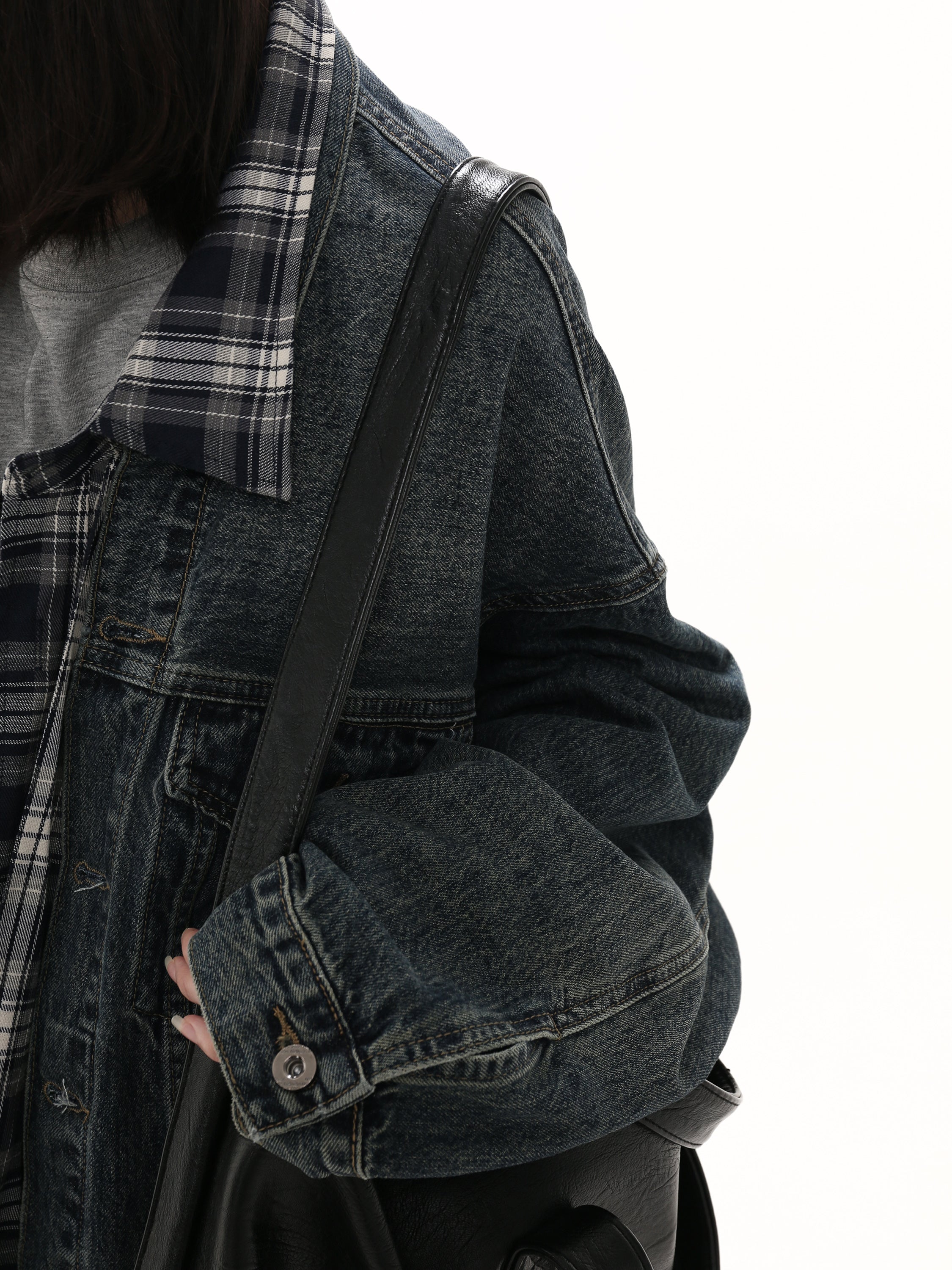 QS412A layered denim jacket