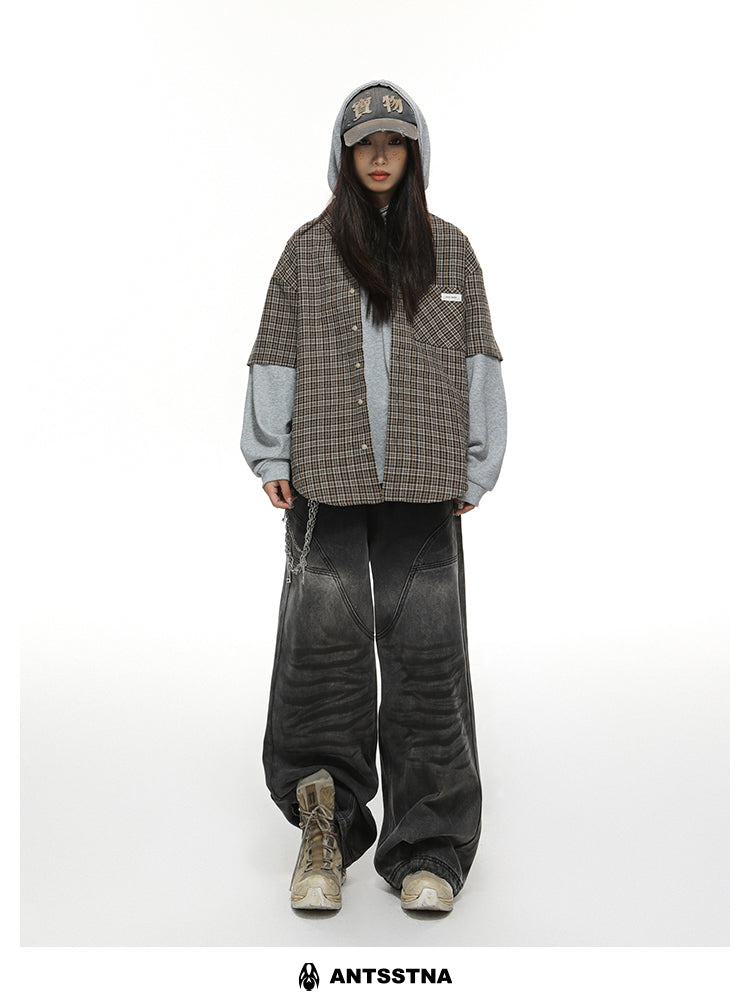 QS337B hoodie check shirts