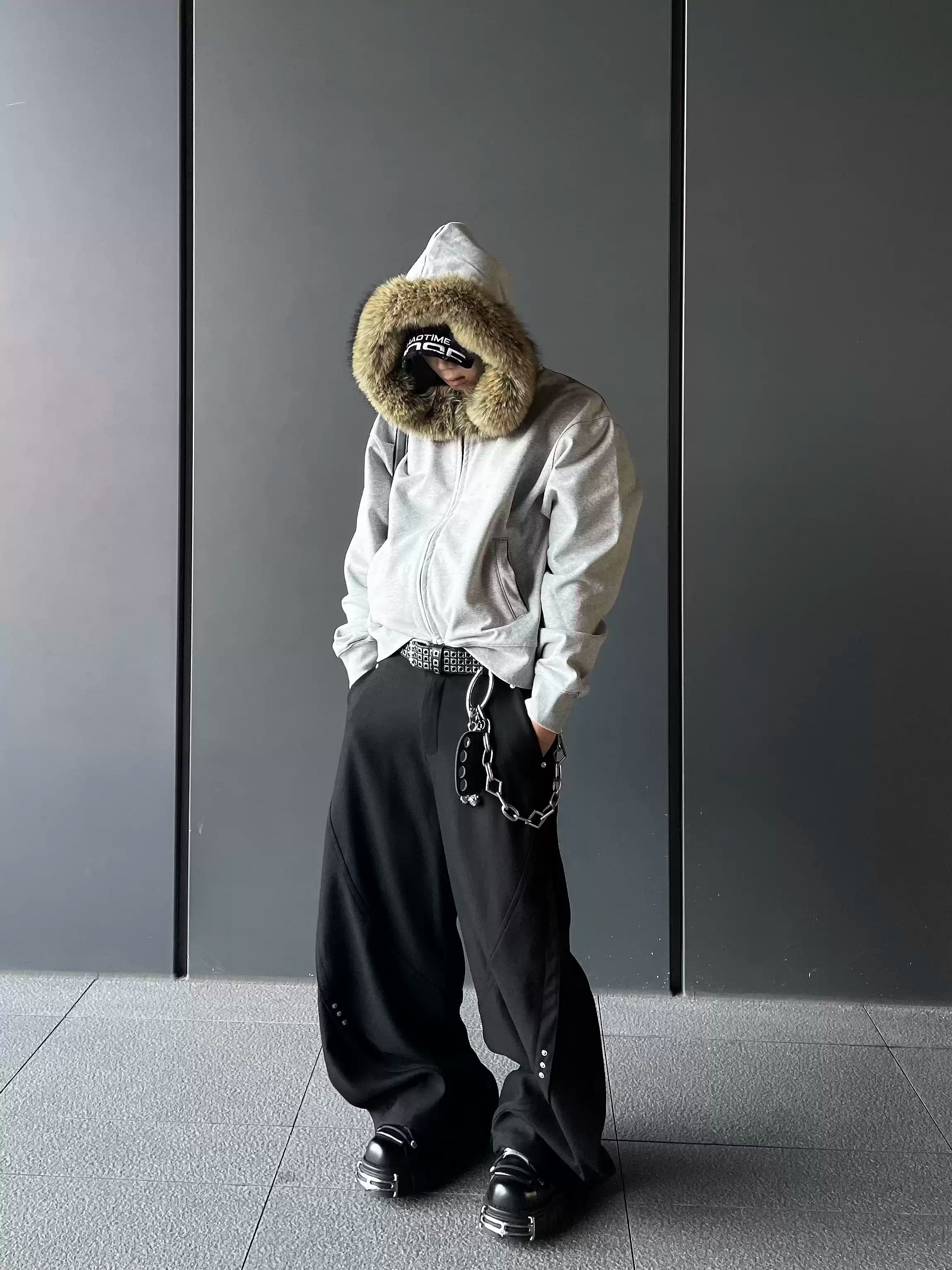 QS298B fur zip hoodie