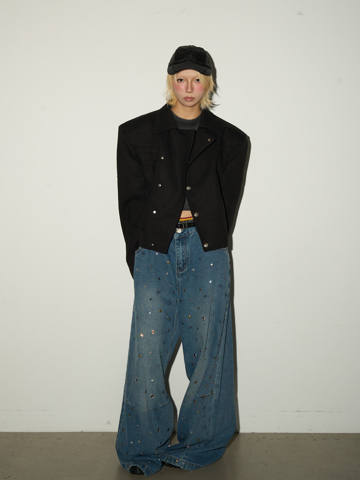 QS743B rhinestone denim