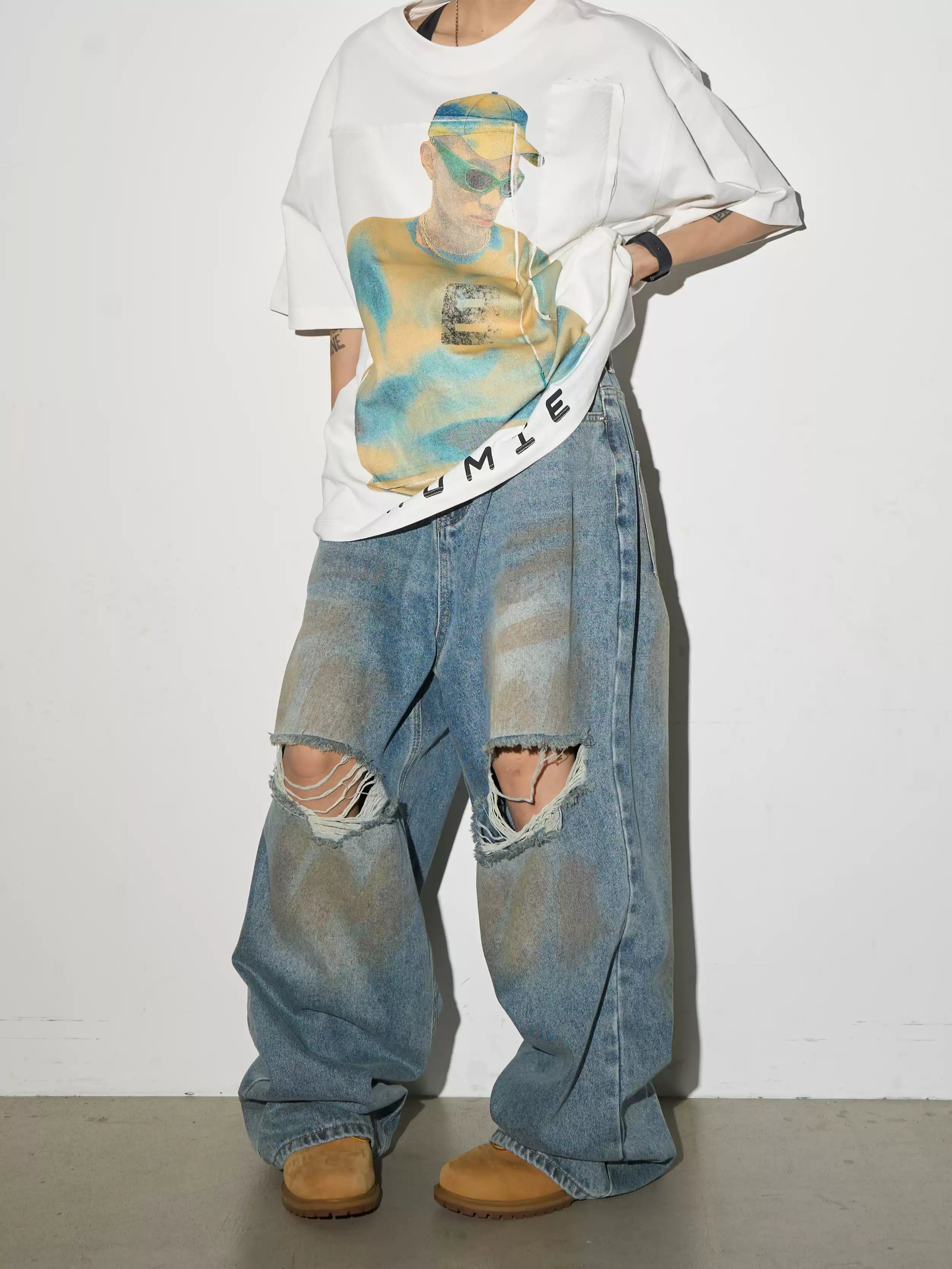 QS829B damage denim