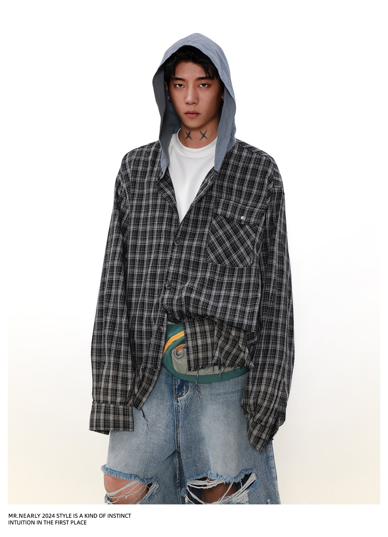 QS823A hoodie check shirts