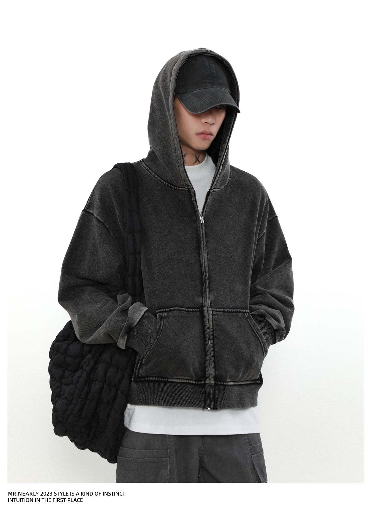 QS354A wash zip hoodie