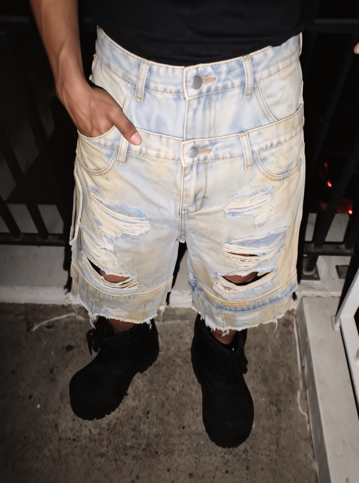 QS878B double waist shorts