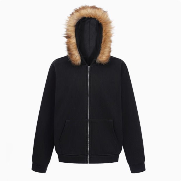 QS068B fur zip hoodie