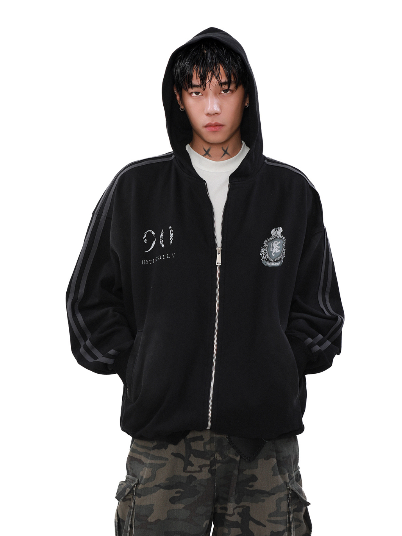 QS803A back print zip hoodie