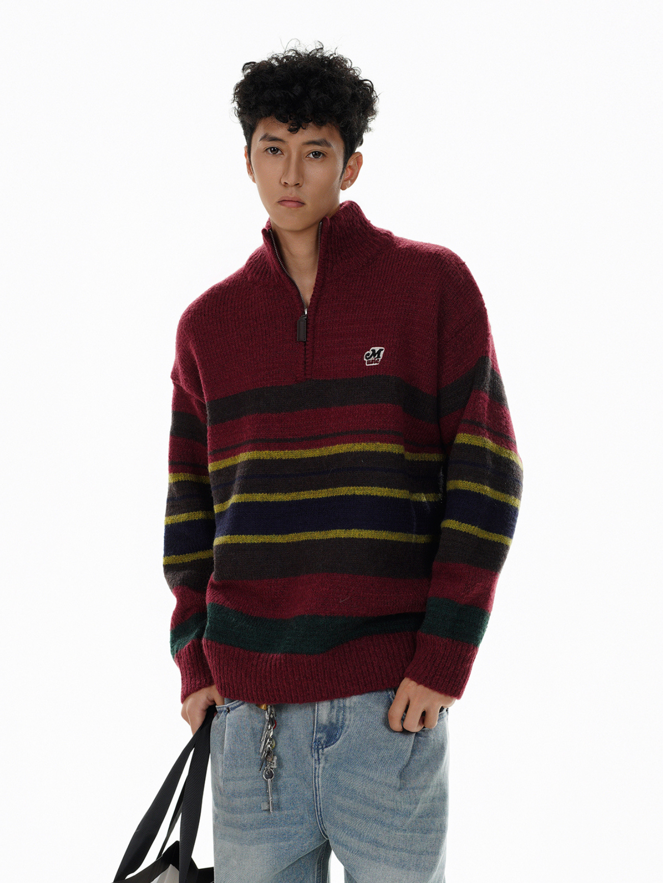 QS074B half zip sweater