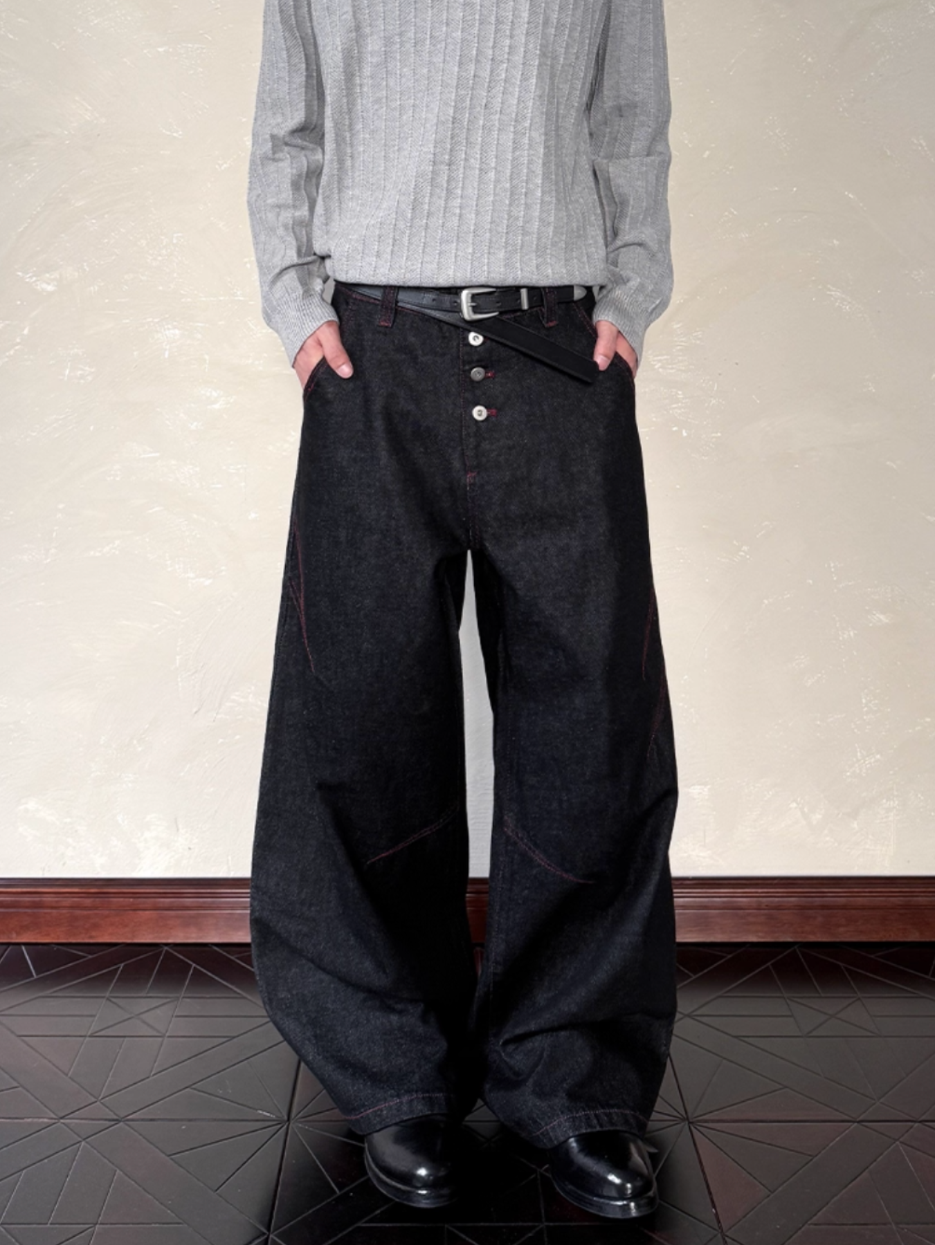 QS590B button fly denim