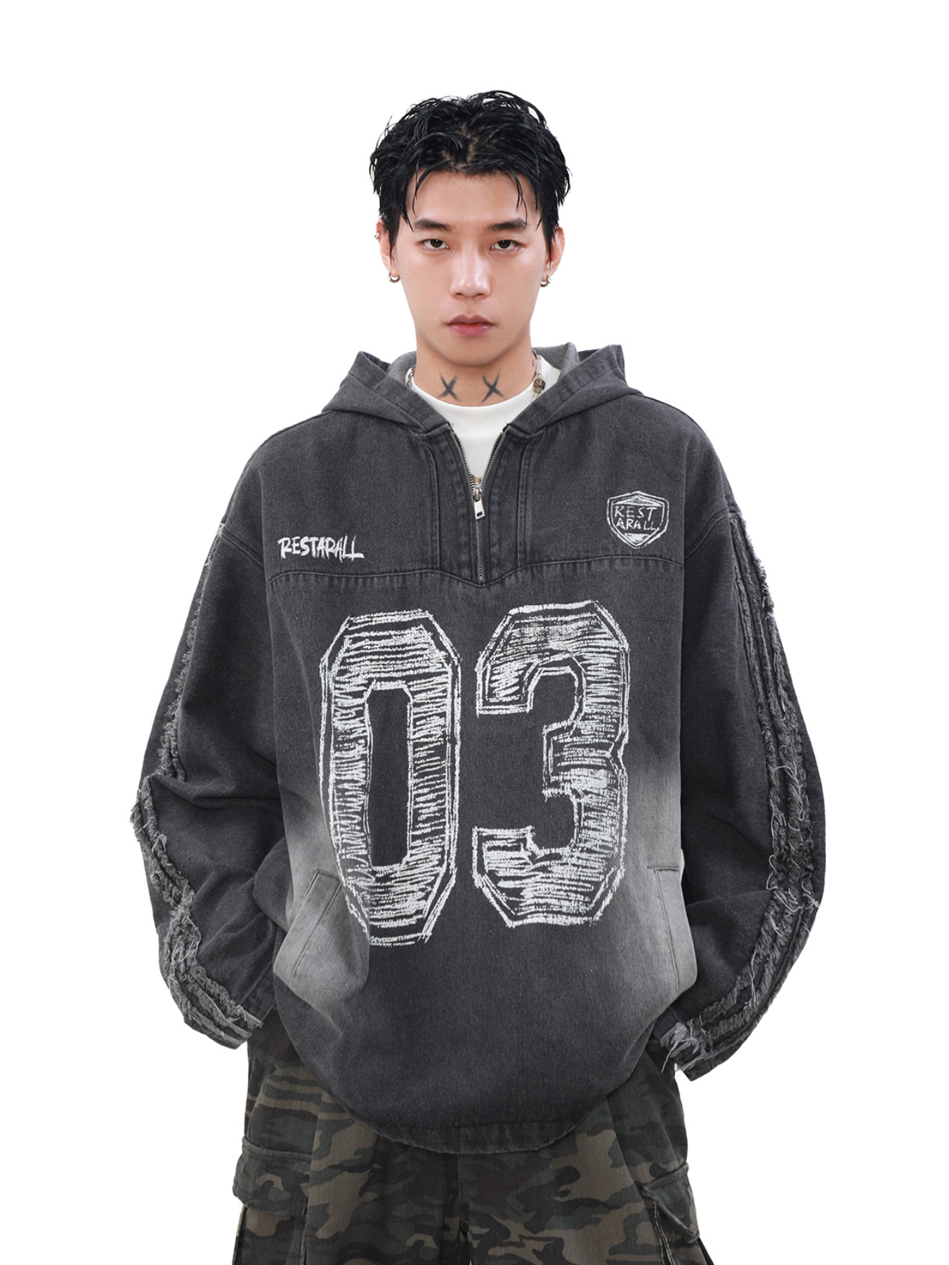 QS847A denim hoodie