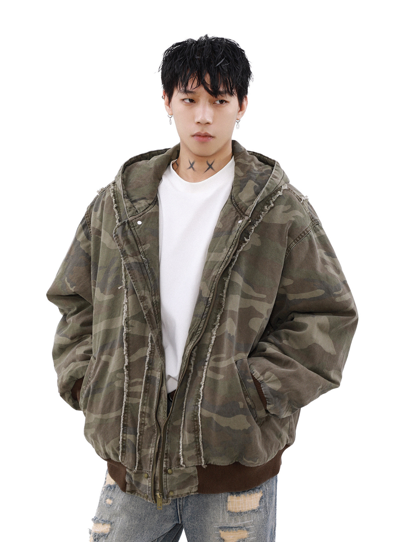 QS020B camouflage hoodie jacket