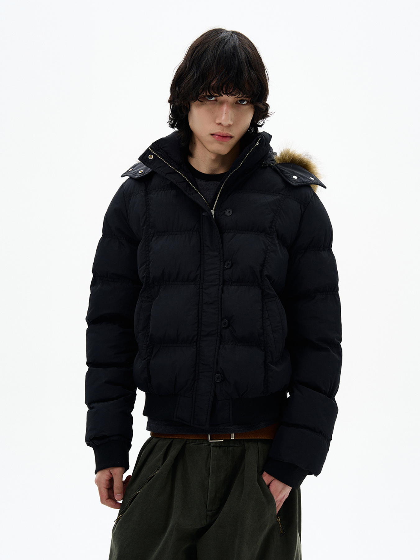 QS659B fur hoodie jacket