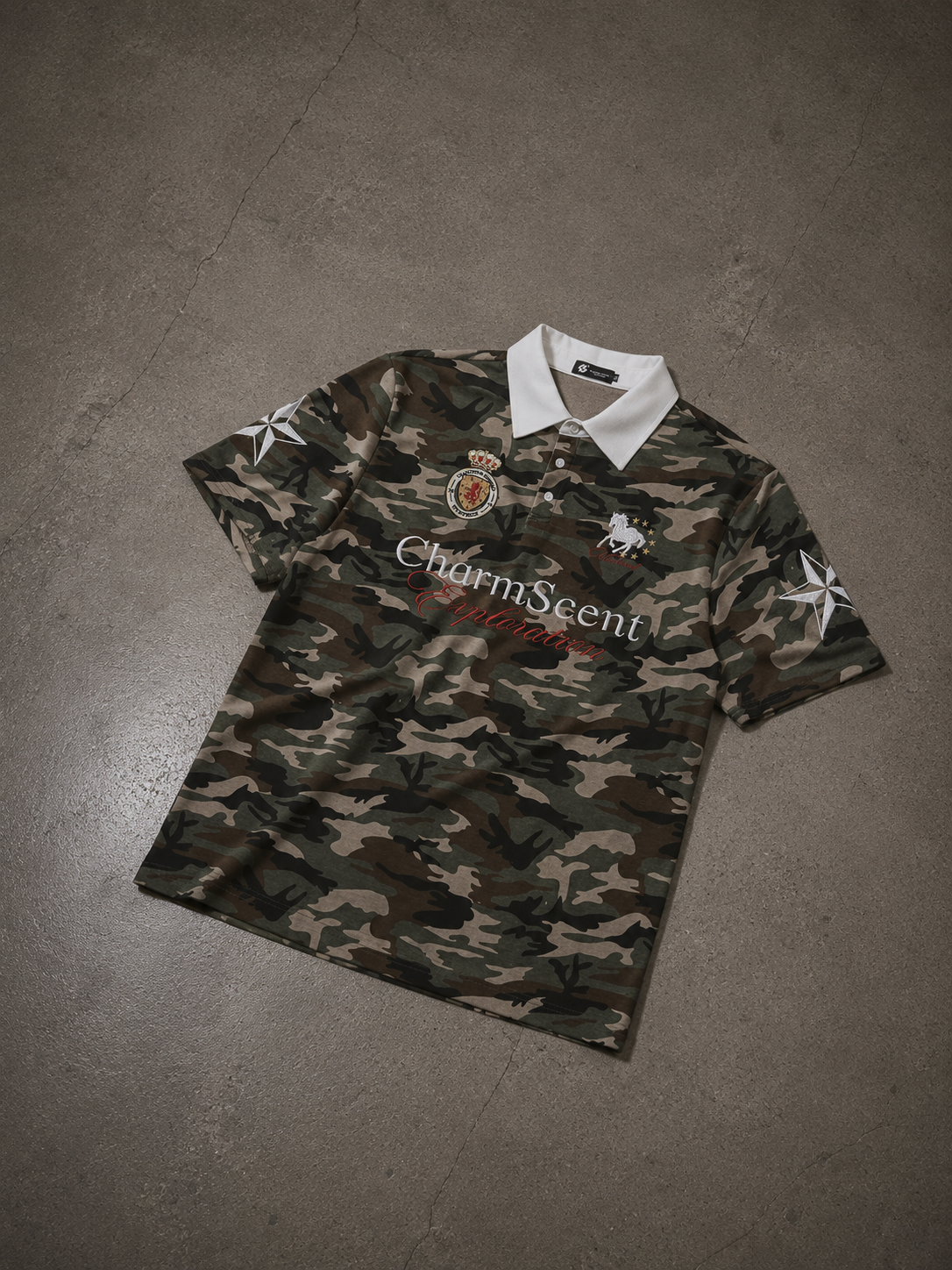 QS864B camo polo top