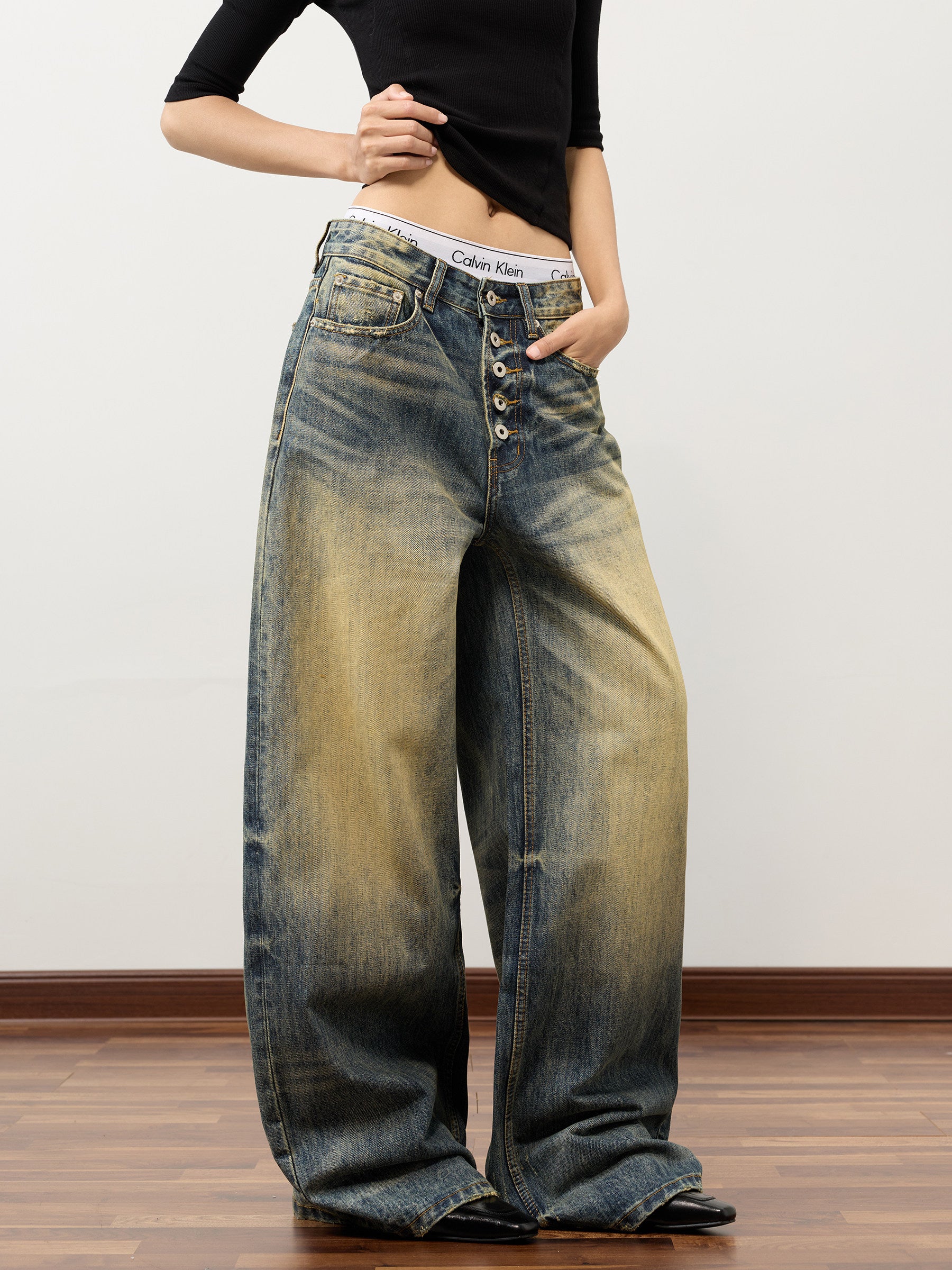 QS758B wash denim
