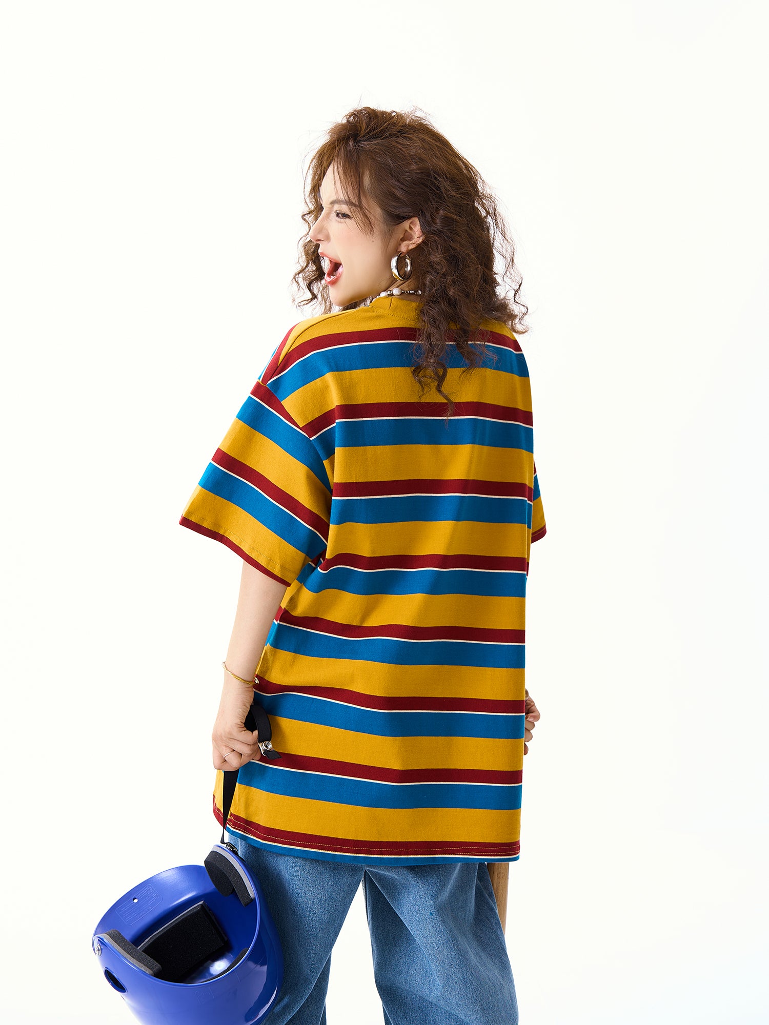 QS754A retro stripe tee