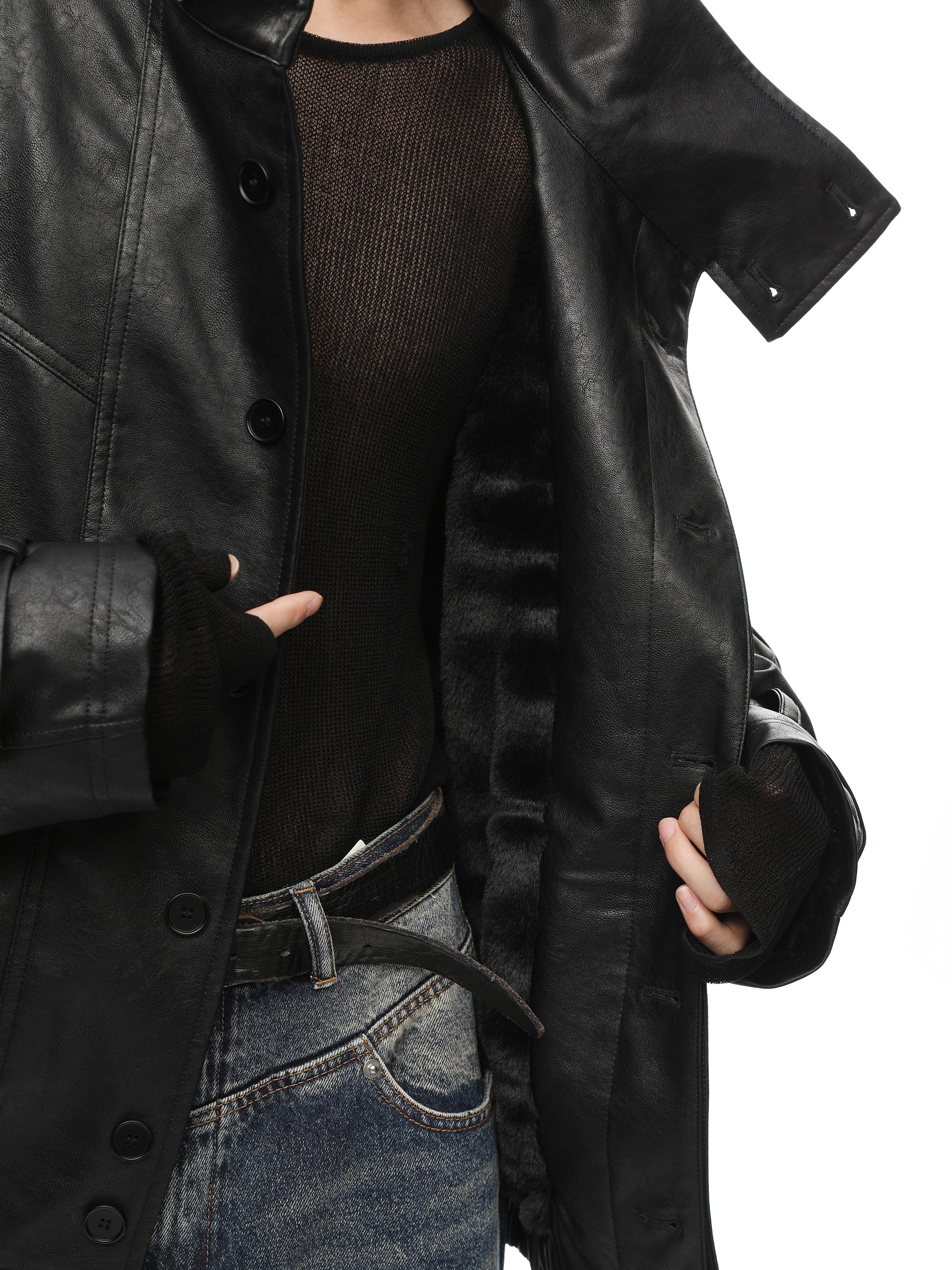 QS087B leather jacket