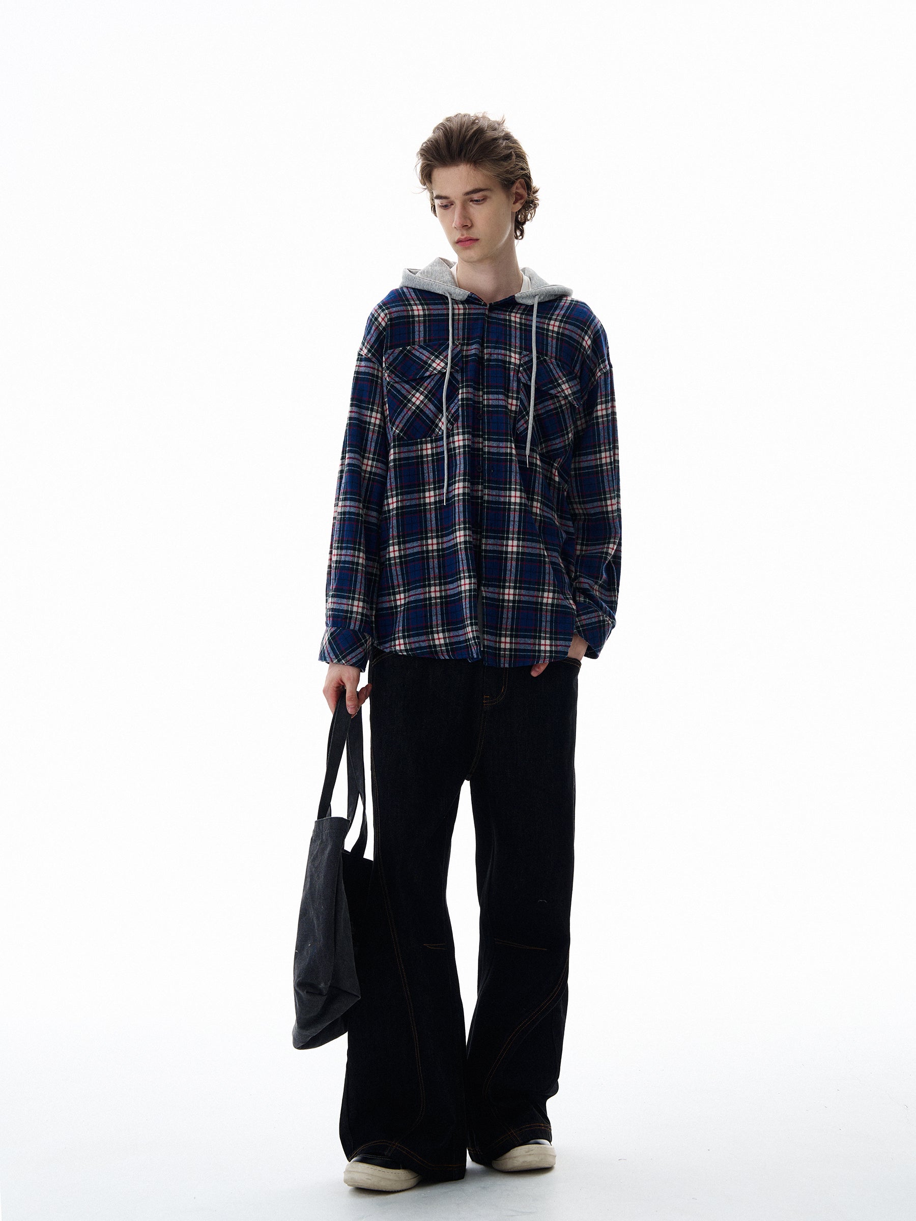 QS598B hoodie check shirts