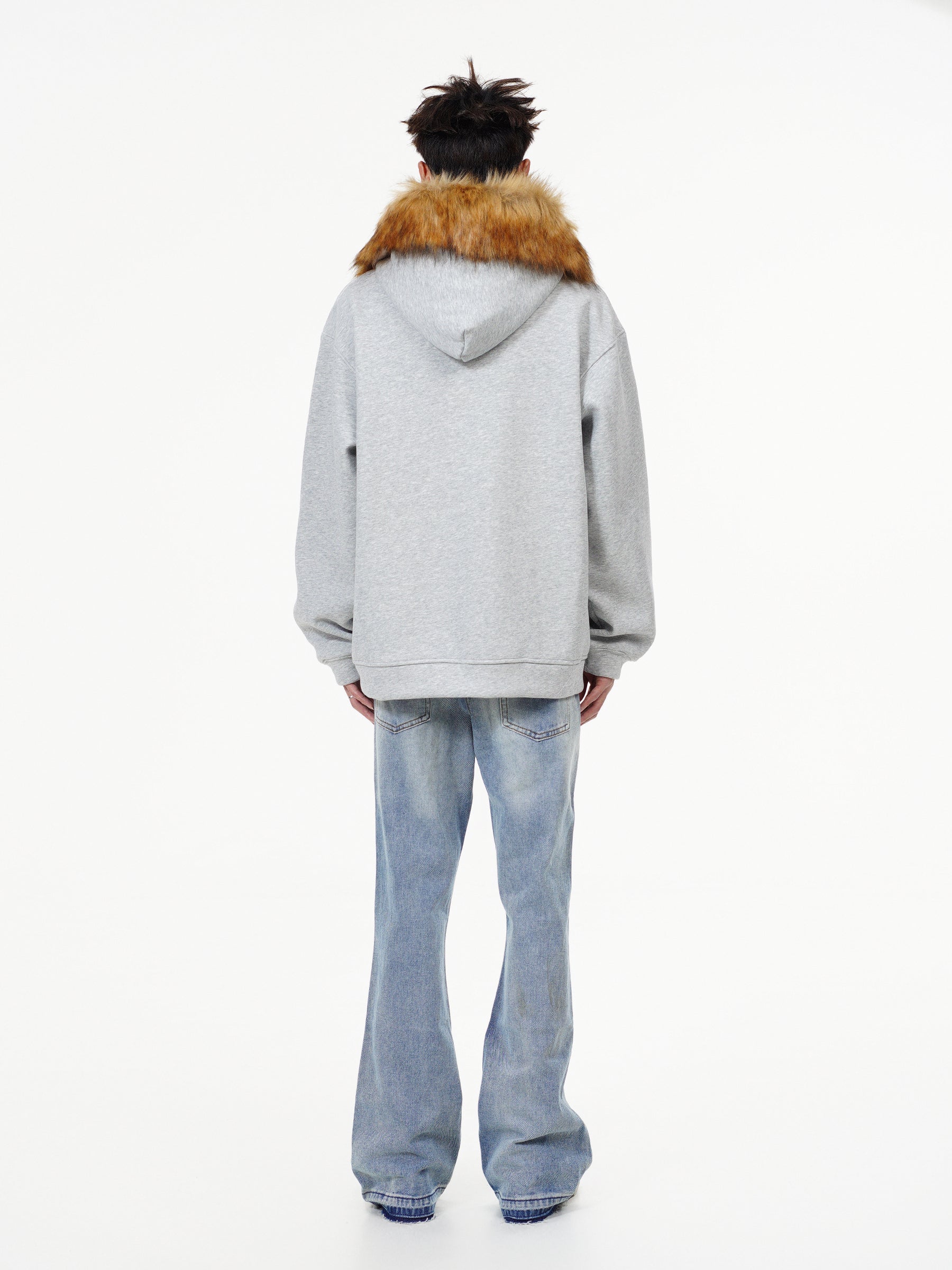 QS068B fur zip hoodie