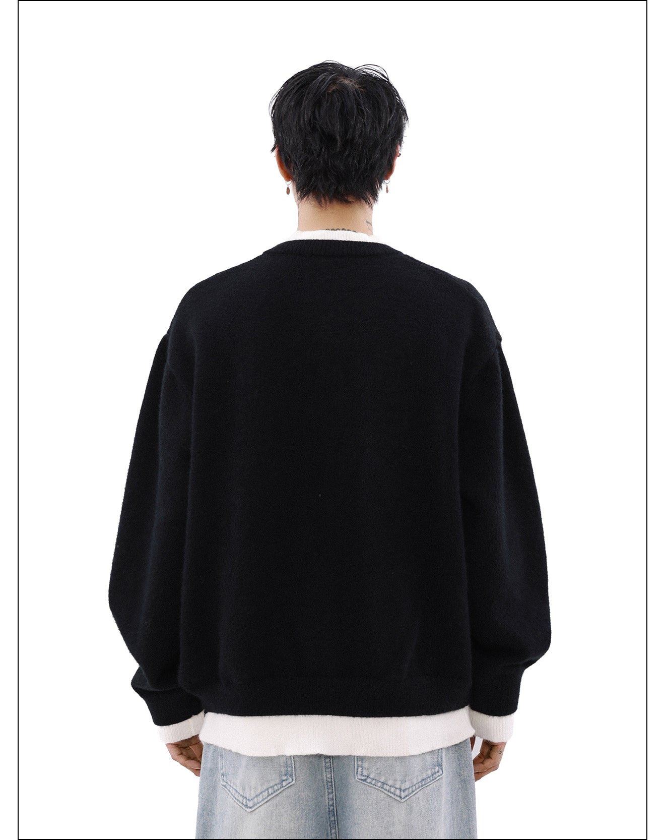 QS062B fake layered cardigan