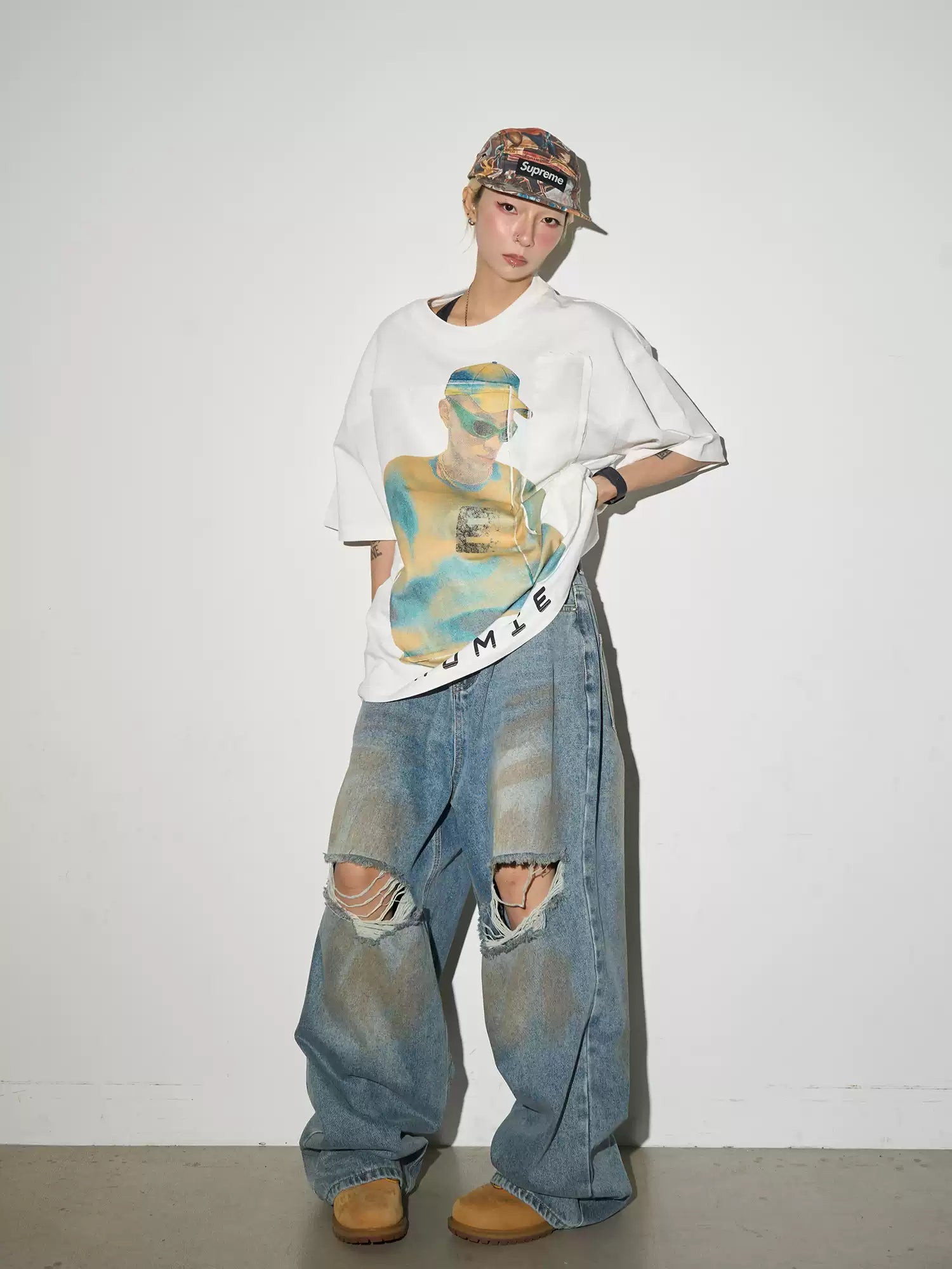 QS829B damage denim