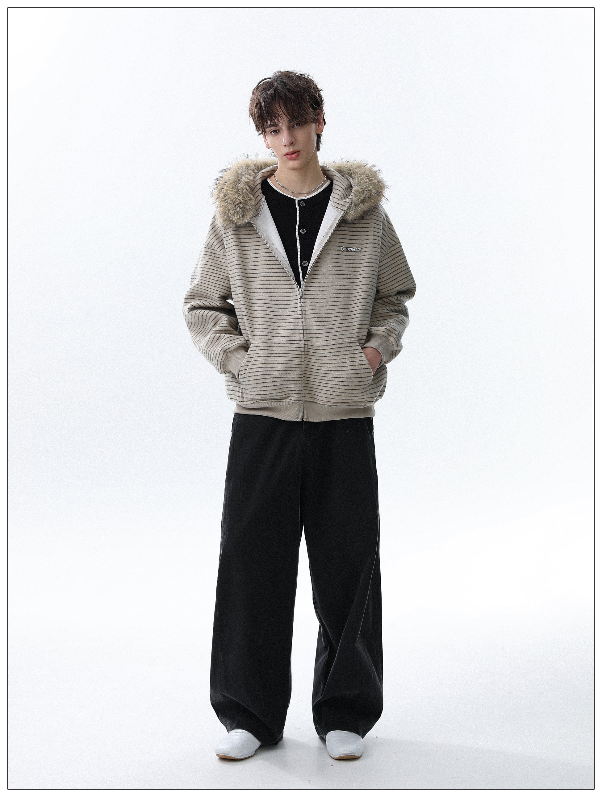 QS644B fur zip hoodie