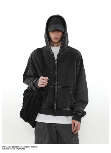 QS354A wash zip hoodie