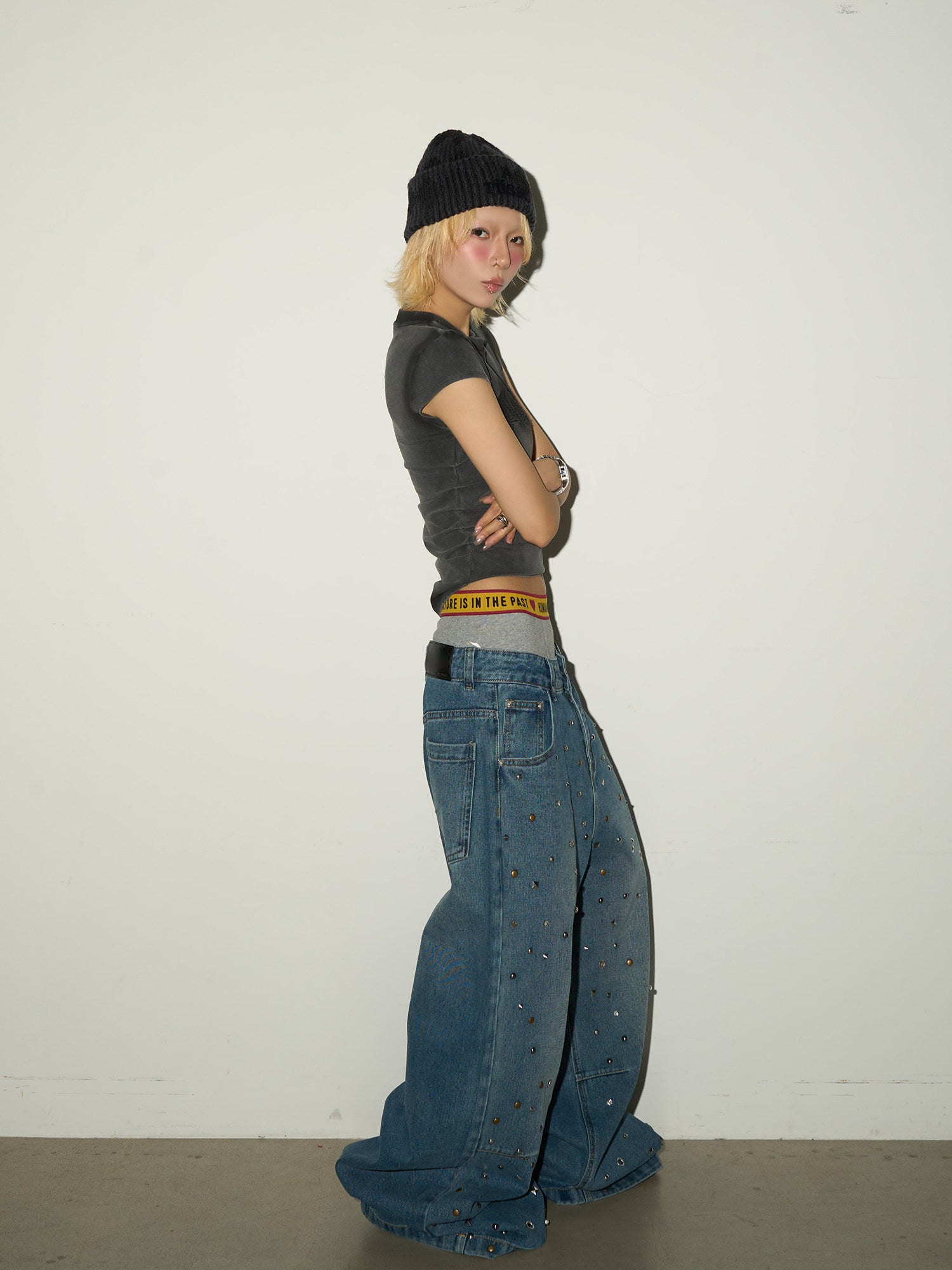 QS743B rhinestone denim