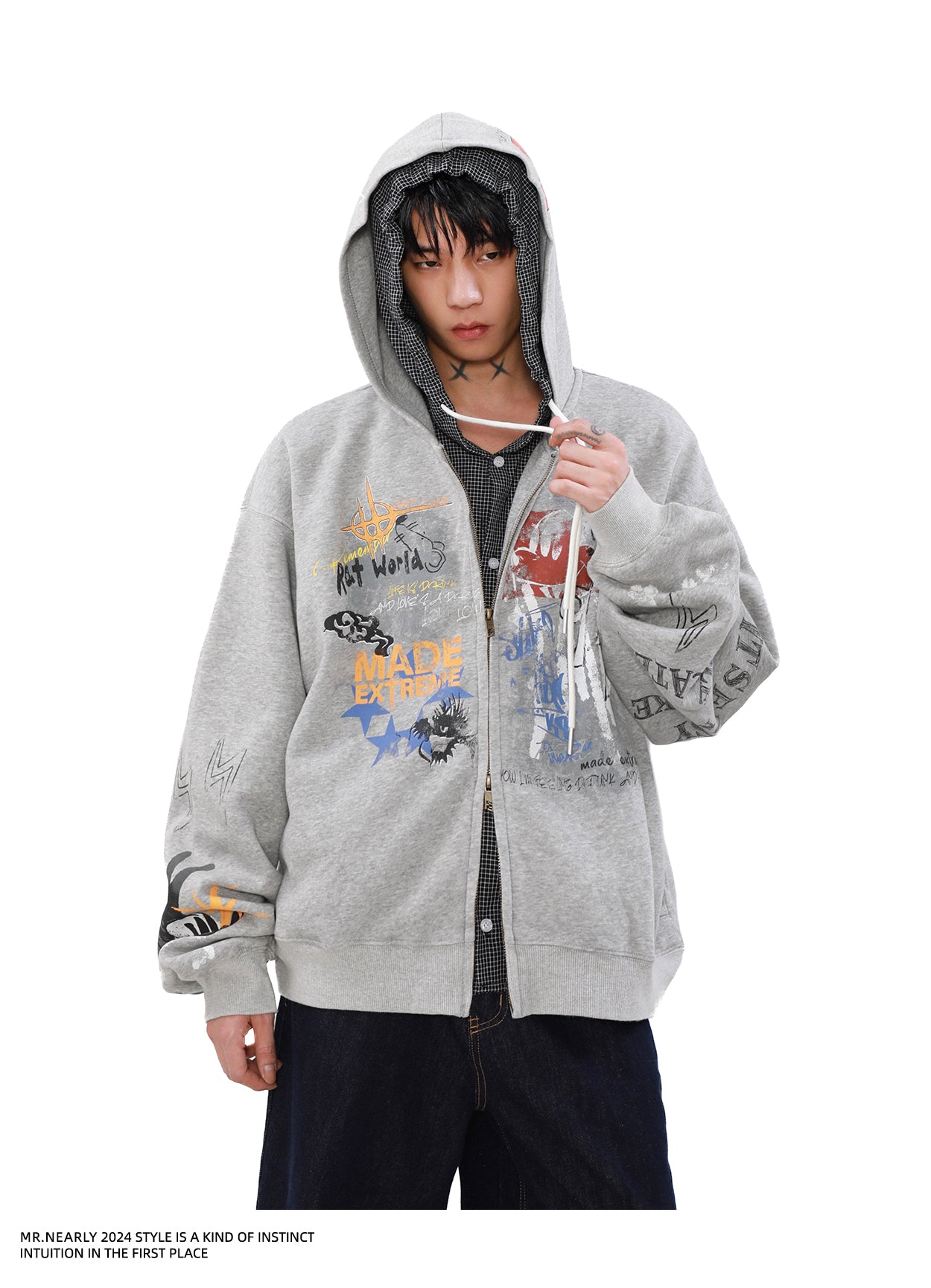 QS846A graffiti zip hoodie