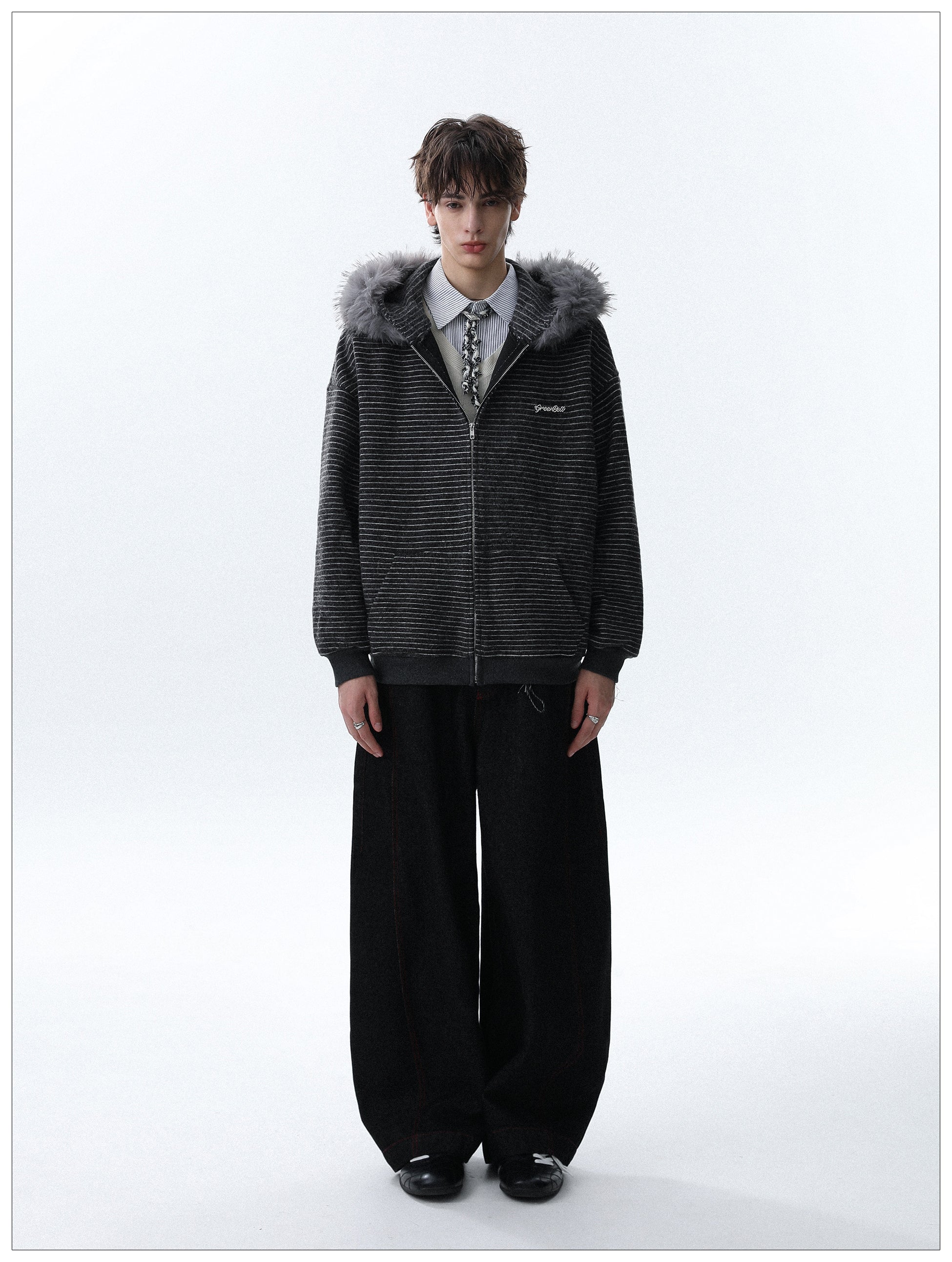 QS644B fur zip hoodie