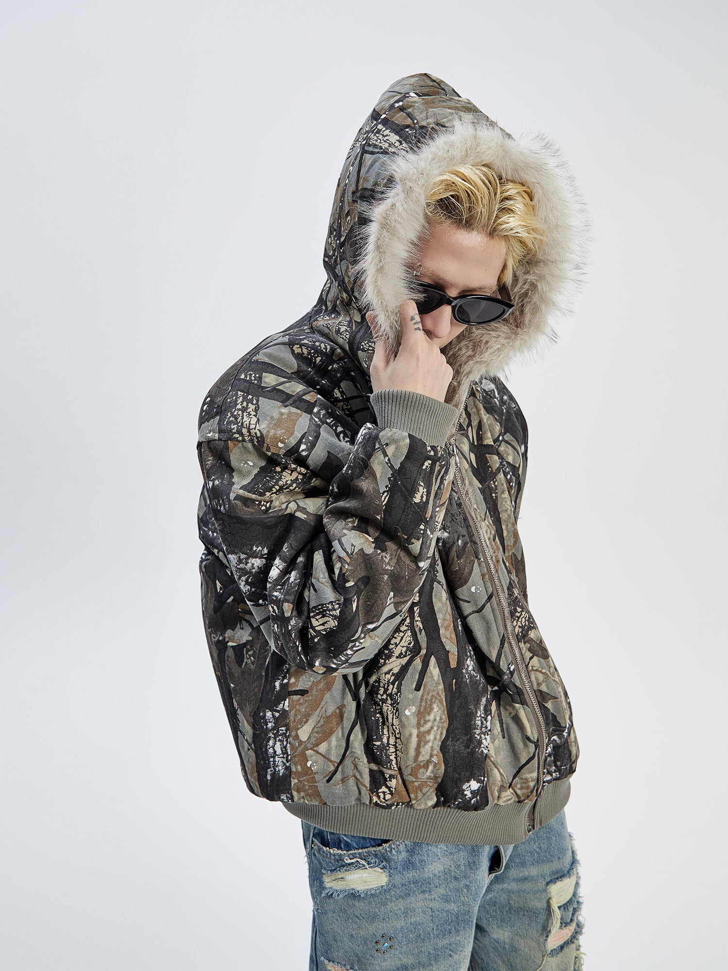 QS208B camouflage hoodie jacket