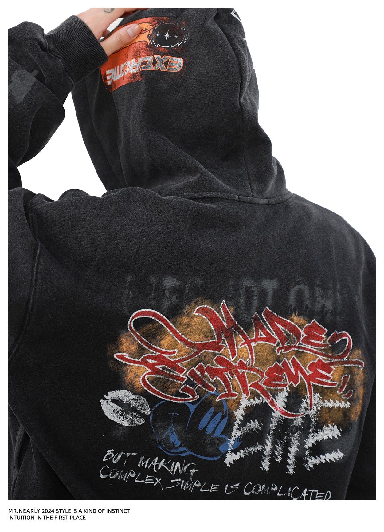 QS846A graffiti zip hoodie