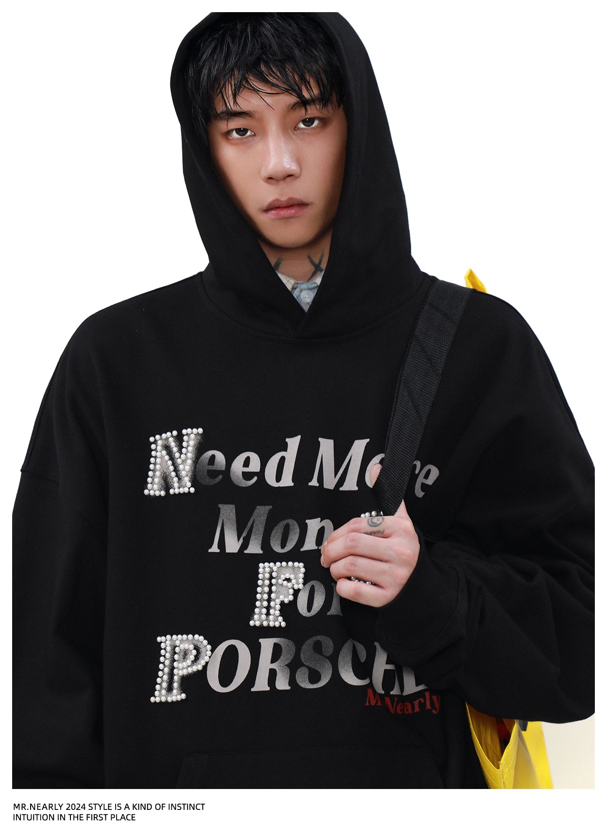 QS918A pearl letter hoodie