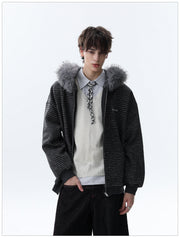 QS644B fur zip hoodie