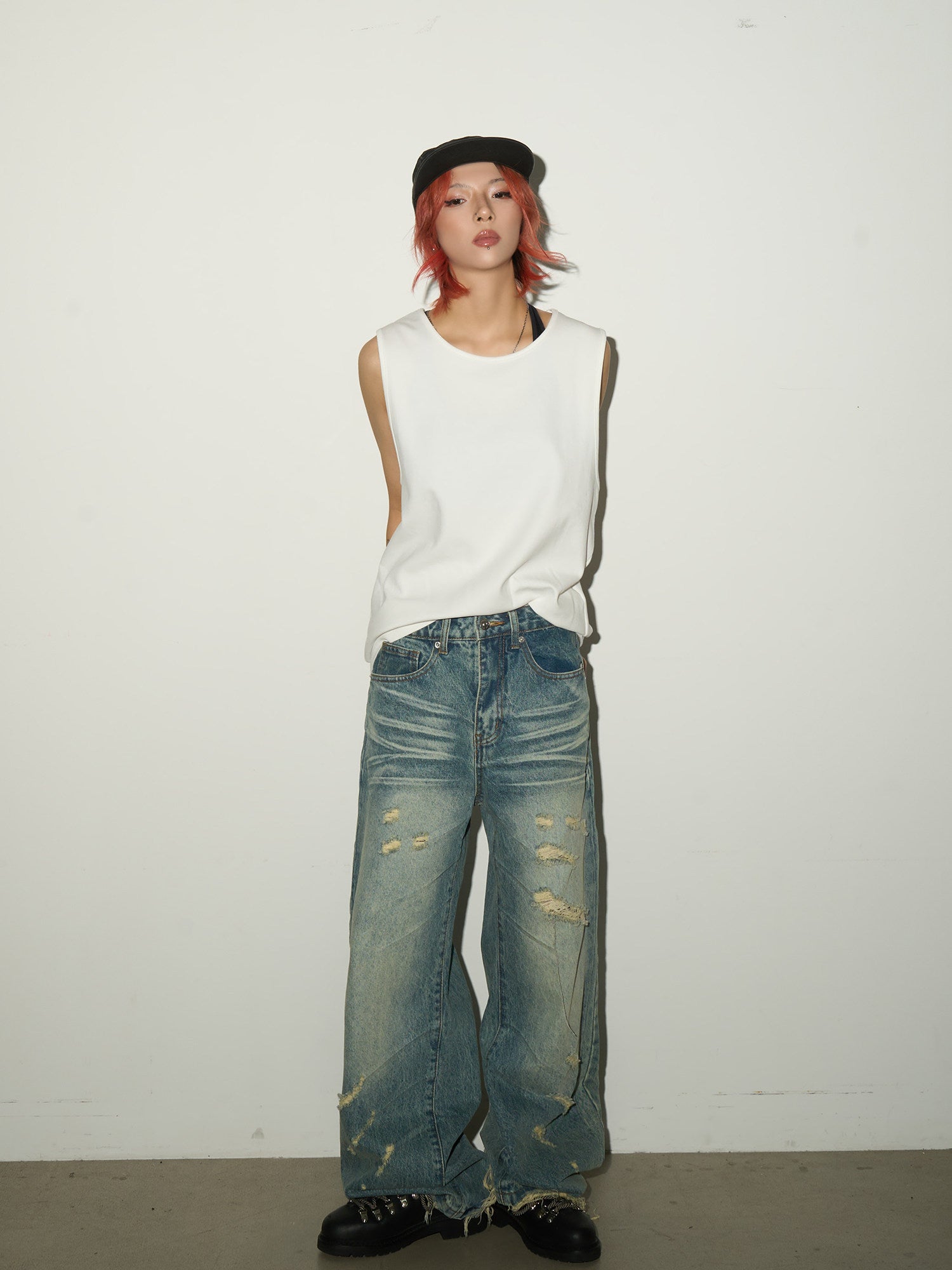 QS703B damage denim