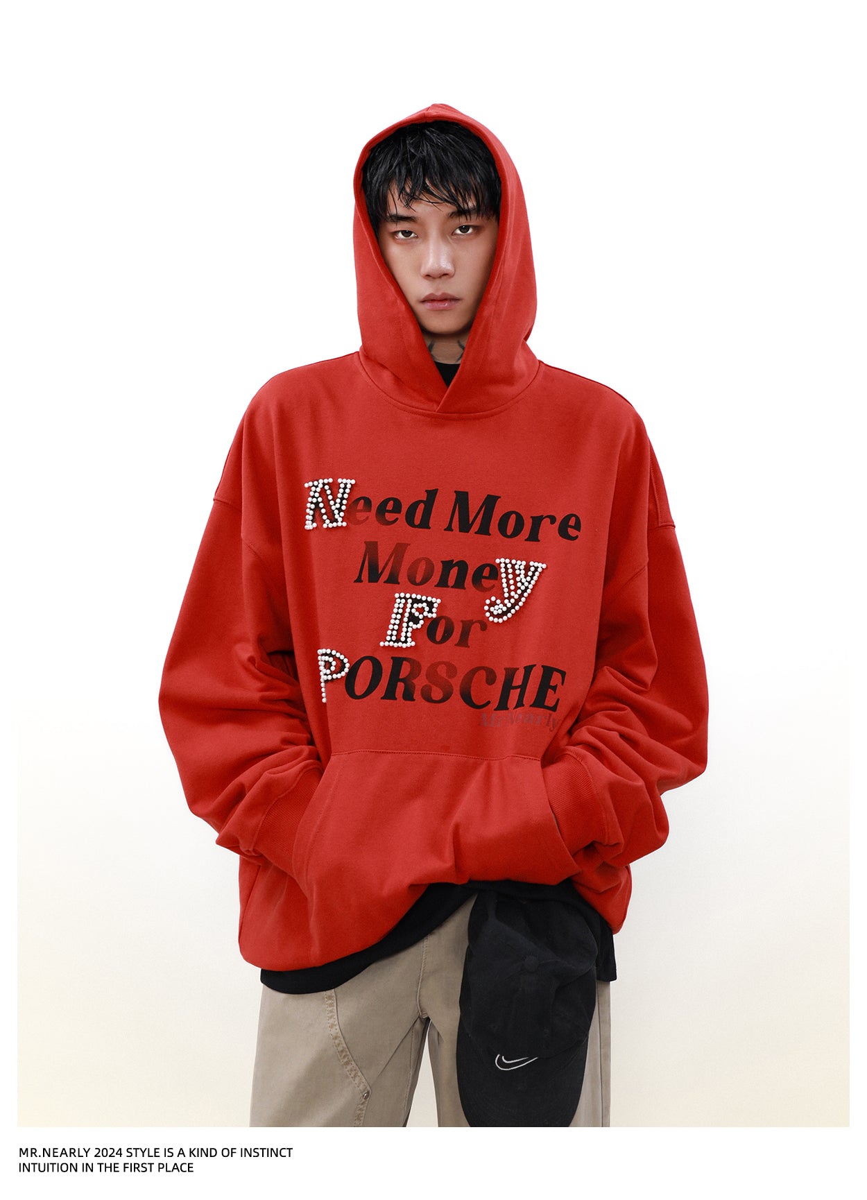 QS918A pearl letter hoodie