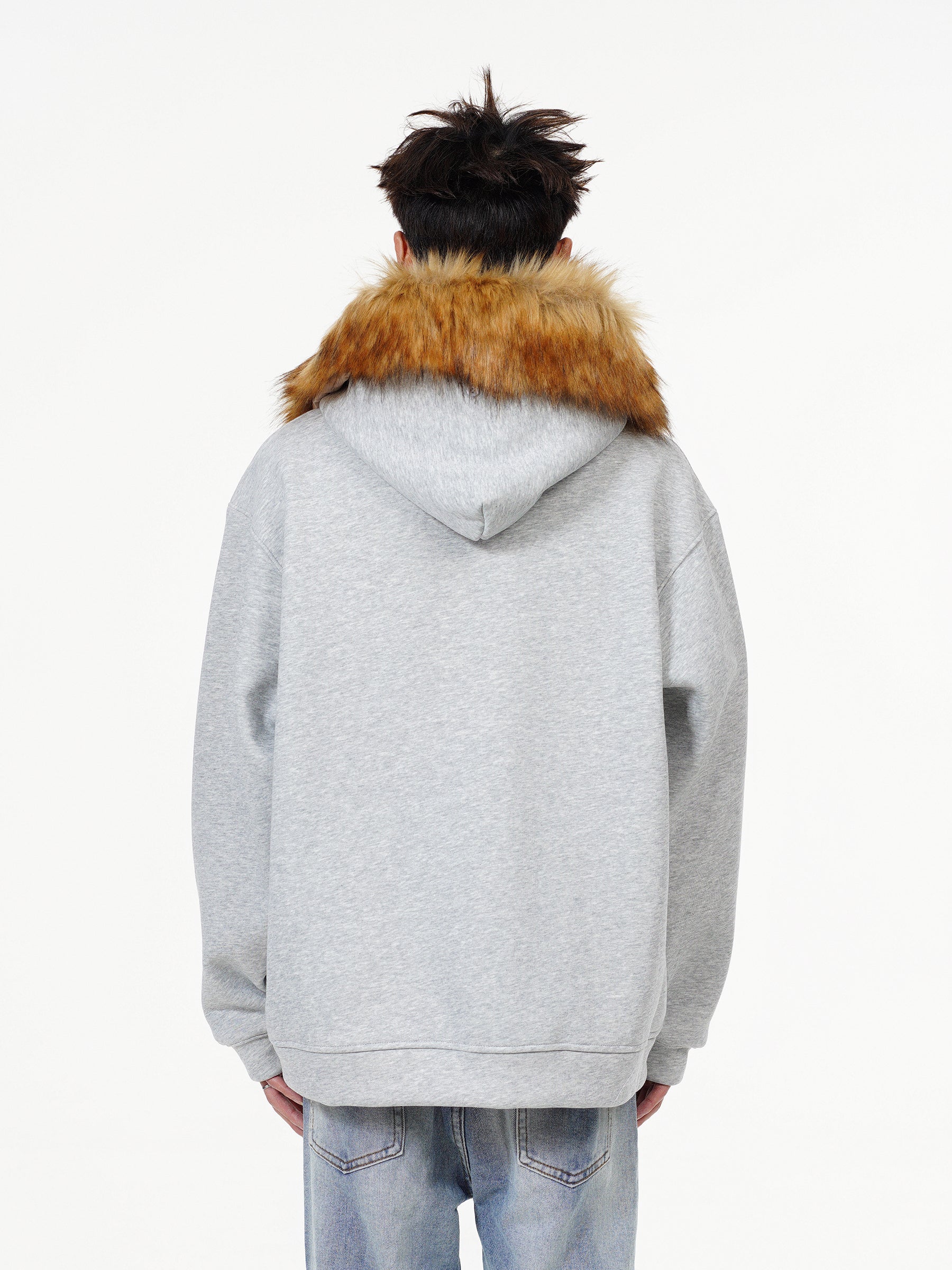 QS068B fur zip hoodie