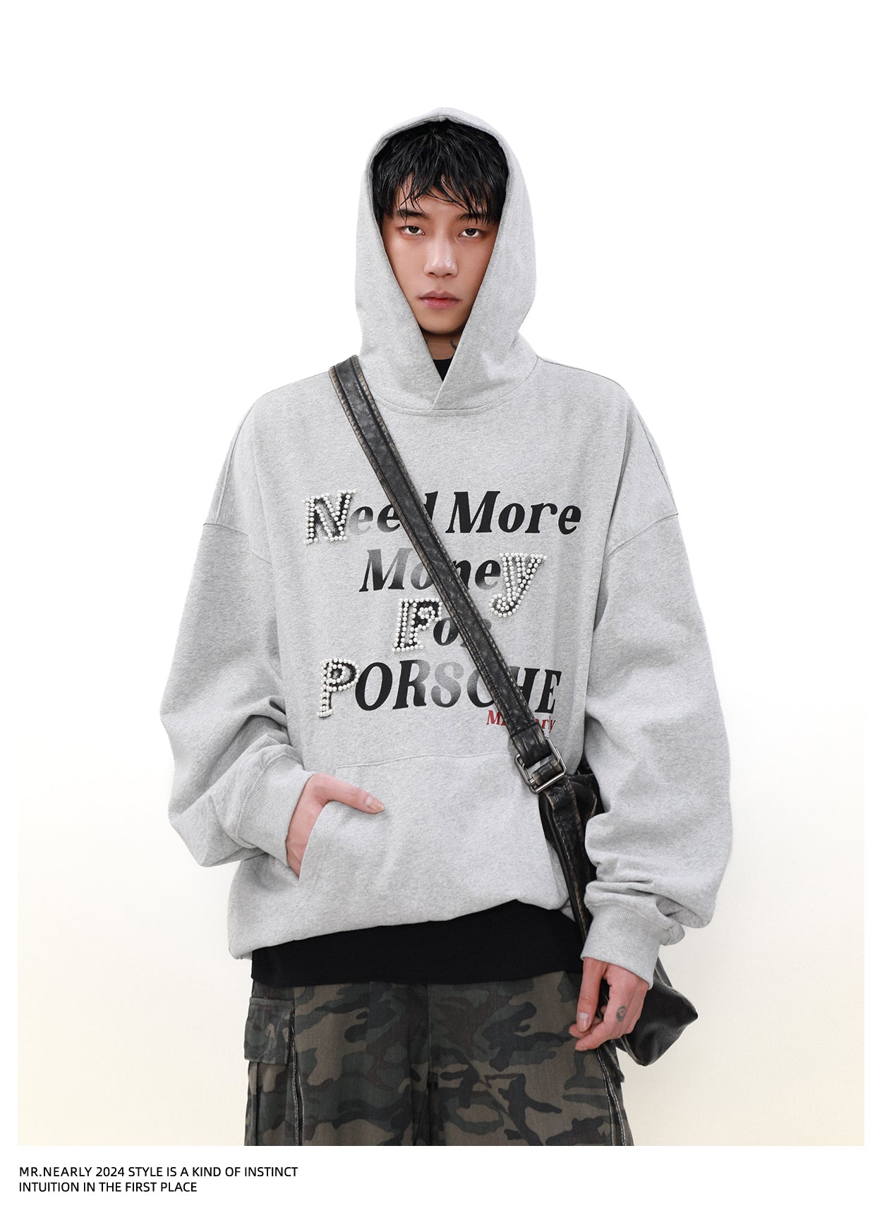 QS918A pearl letter hoodie