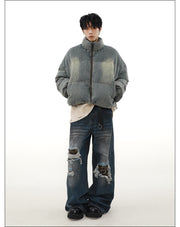 qs86 短丈デニムダウンジャケット QS164B denim down jacket