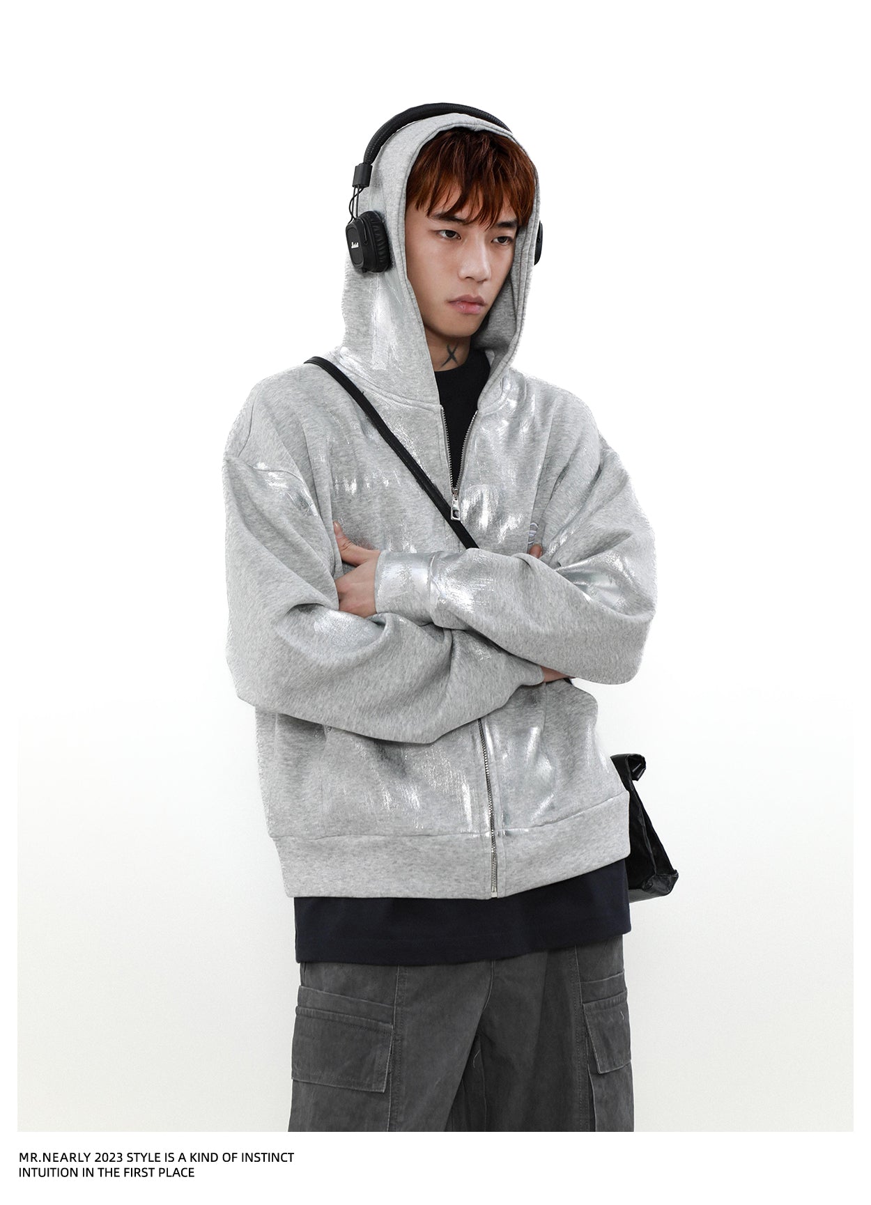 QS407A dirty zip hoodie