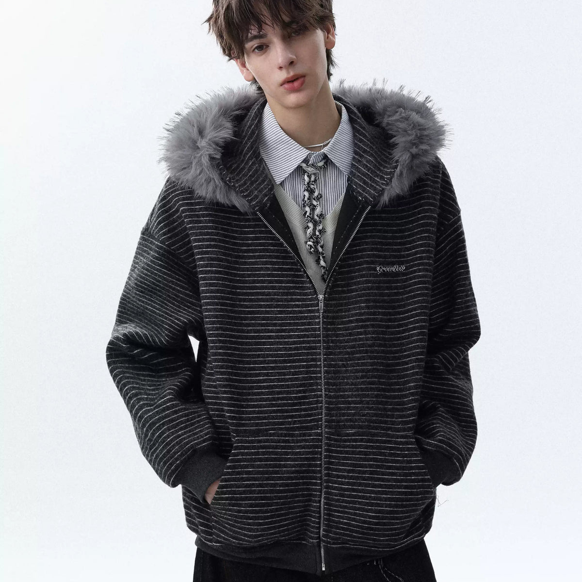 あ*を様 新品正規品RUSSELUNOCRAZY REMAKE HOODY パー QS644B fur zip hoodie