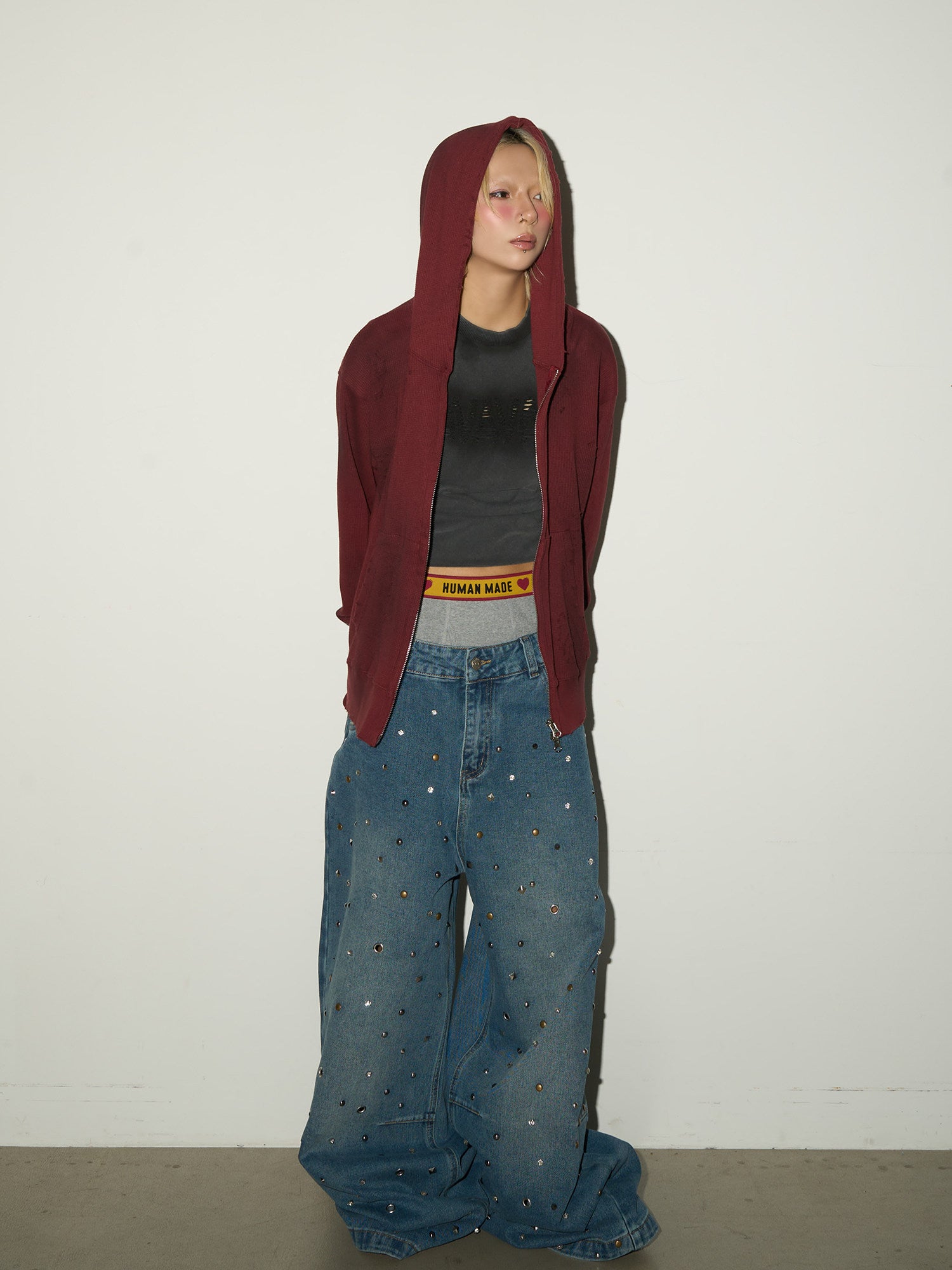 QS743B rhinestone denim