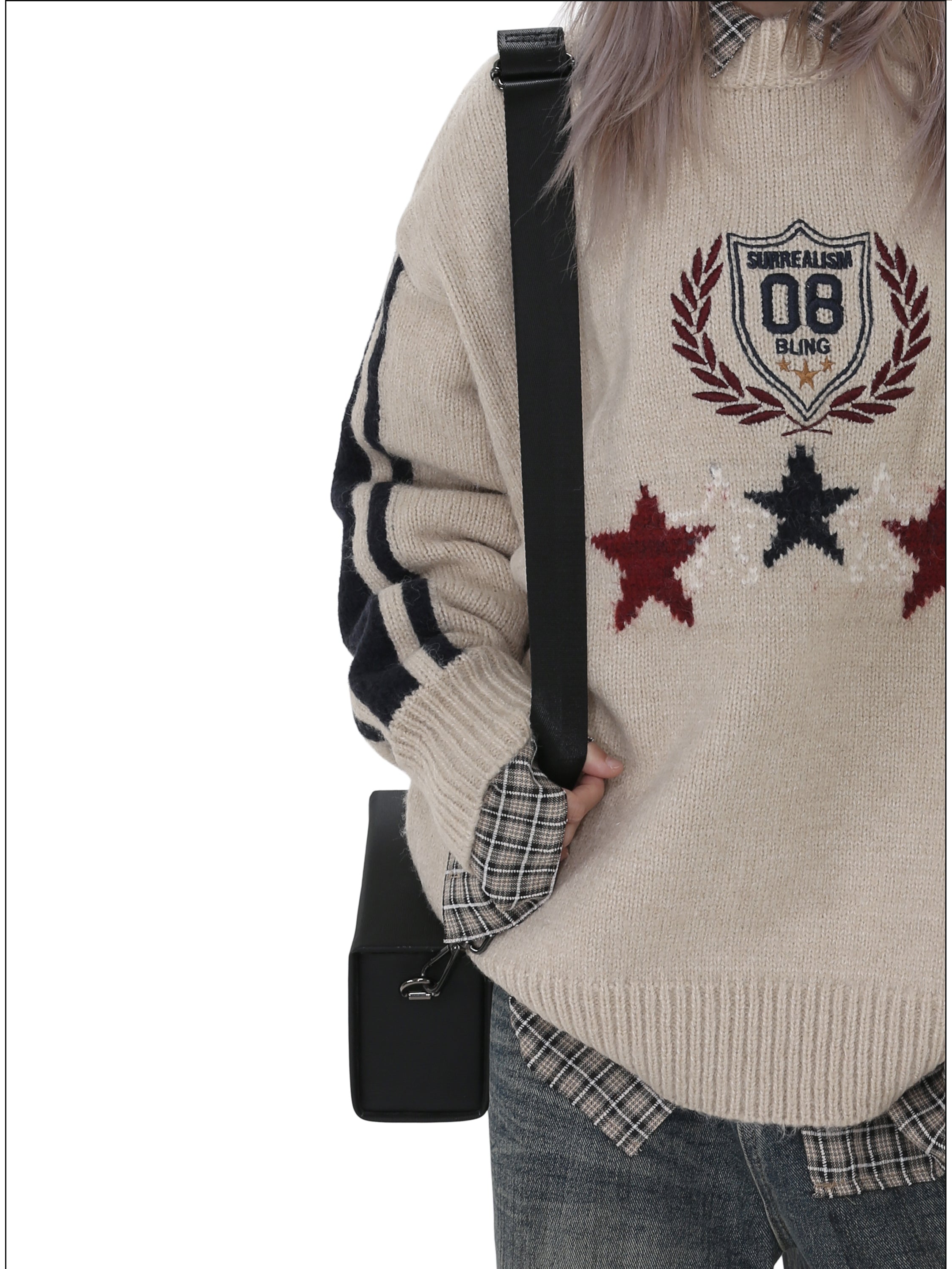 QS158B retro jacquard knit