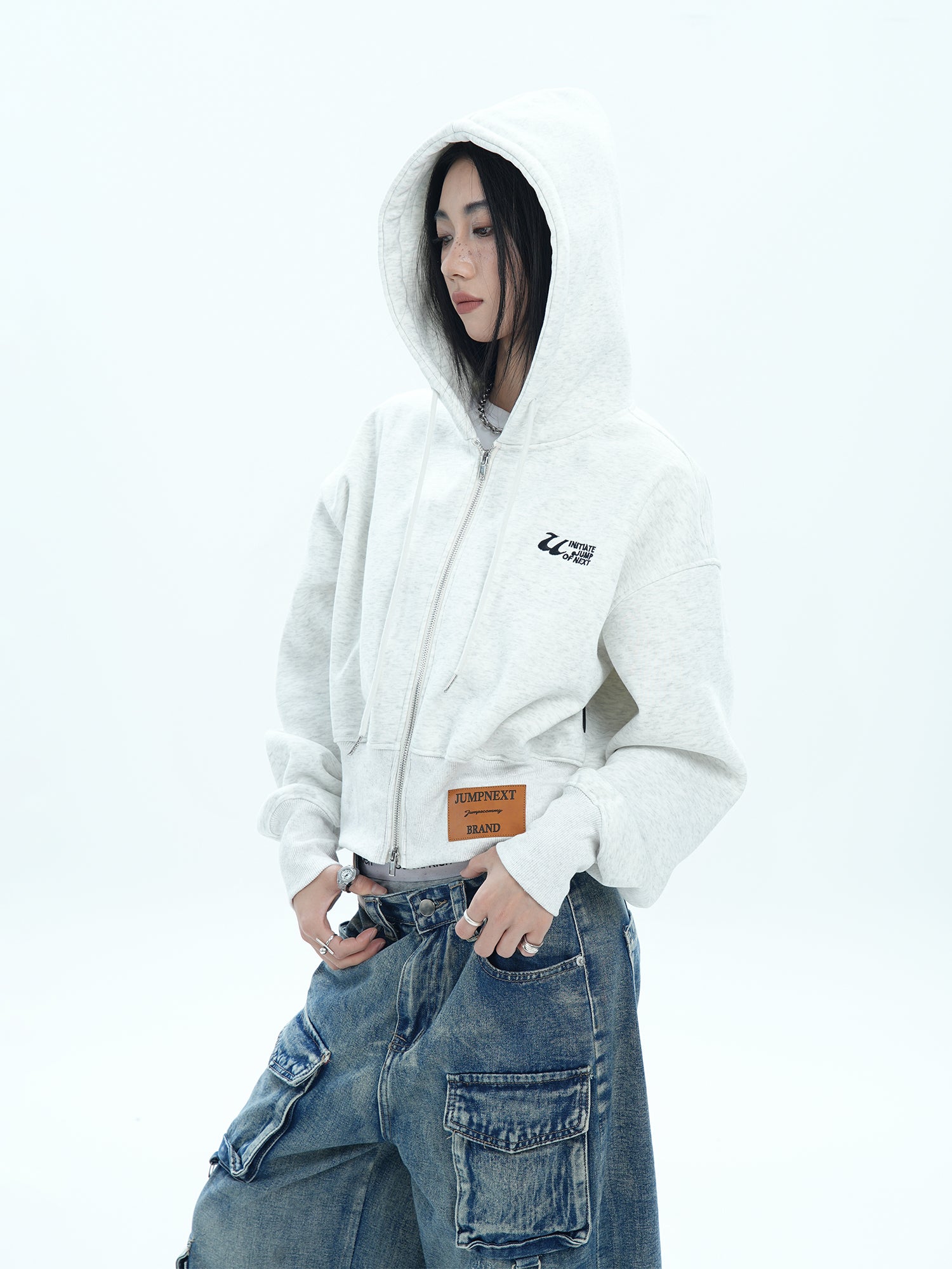 QS046B wash zip hoodie